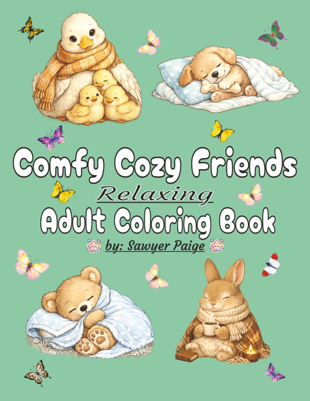 Comfy Cozy Friends Adult Coloring Book