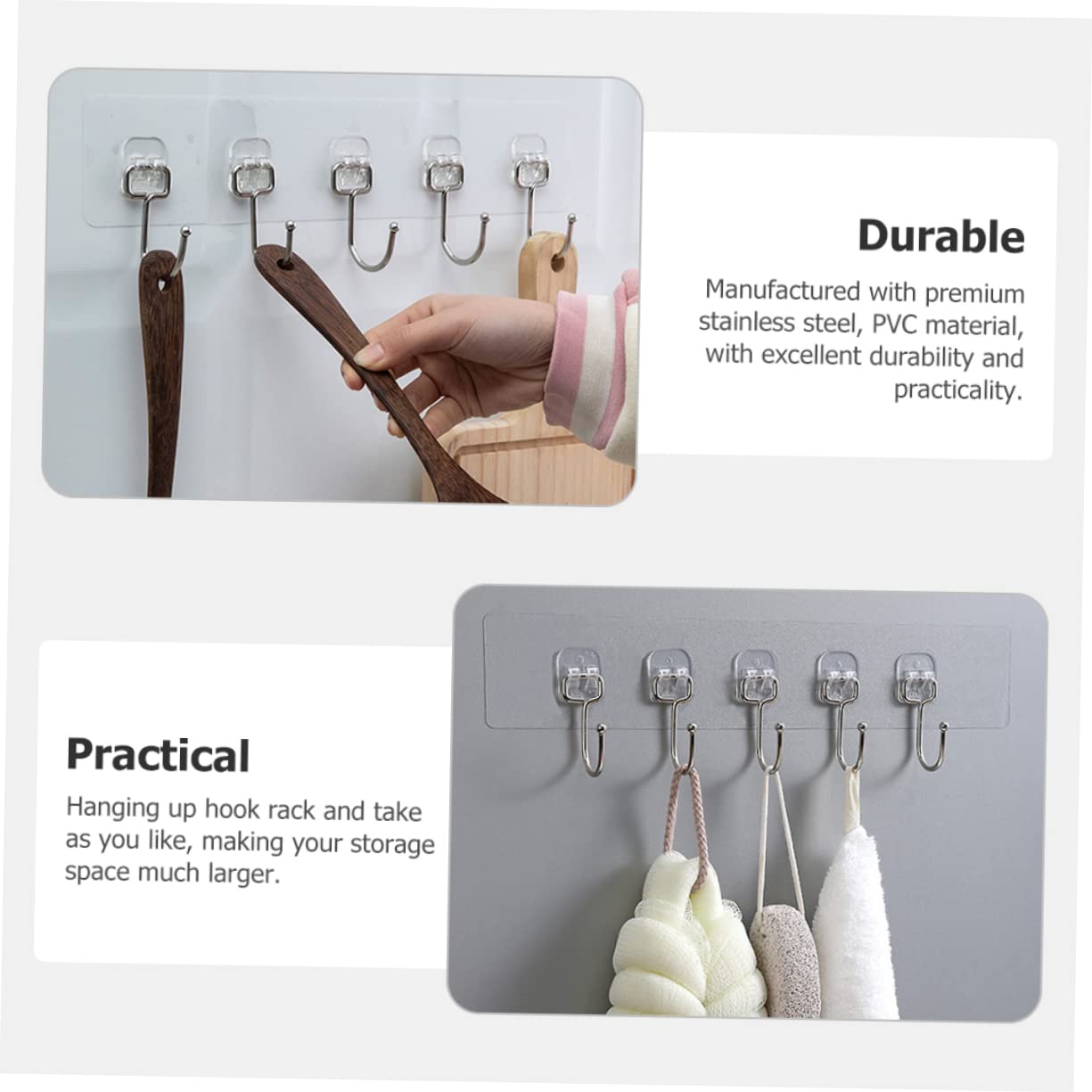 VASDEV 20 Piezas de Gancho de Pasta Resistente Perchero de Servicio Pesado Ganchos Decorativos Perchas de Metal para Trabajo Pesado Ahorro de Espacio Colgador de Pared Adhesivo Colgador d