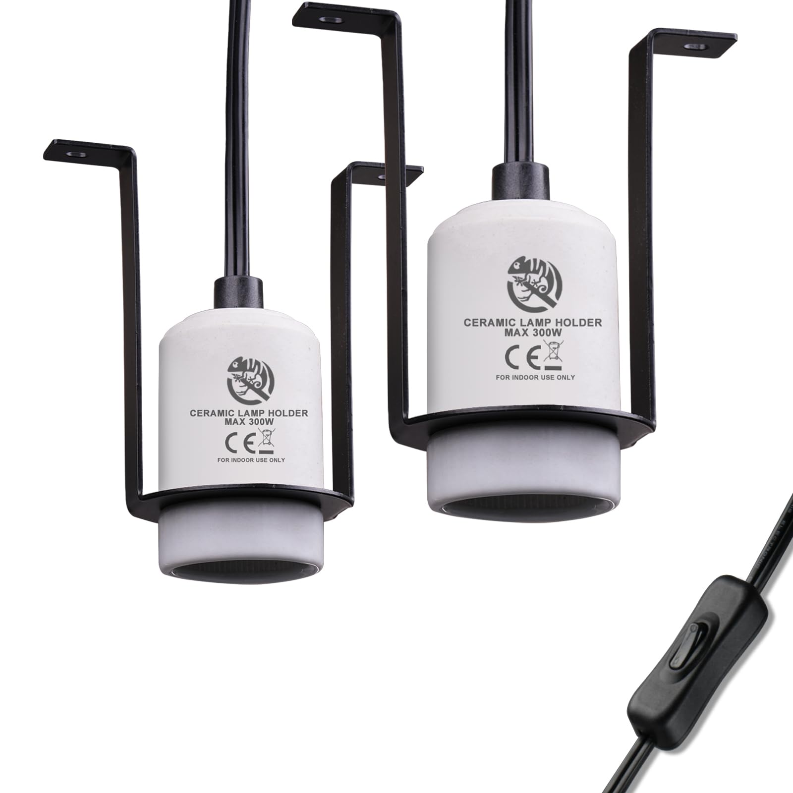 REPTI HOME Reptile Ceramic Heat Lamp Holder Heat Light Heater for Terrariums and Vivariums, Lizard Heat Lamp Bracket Light Fixture (Cord 150cm, Max