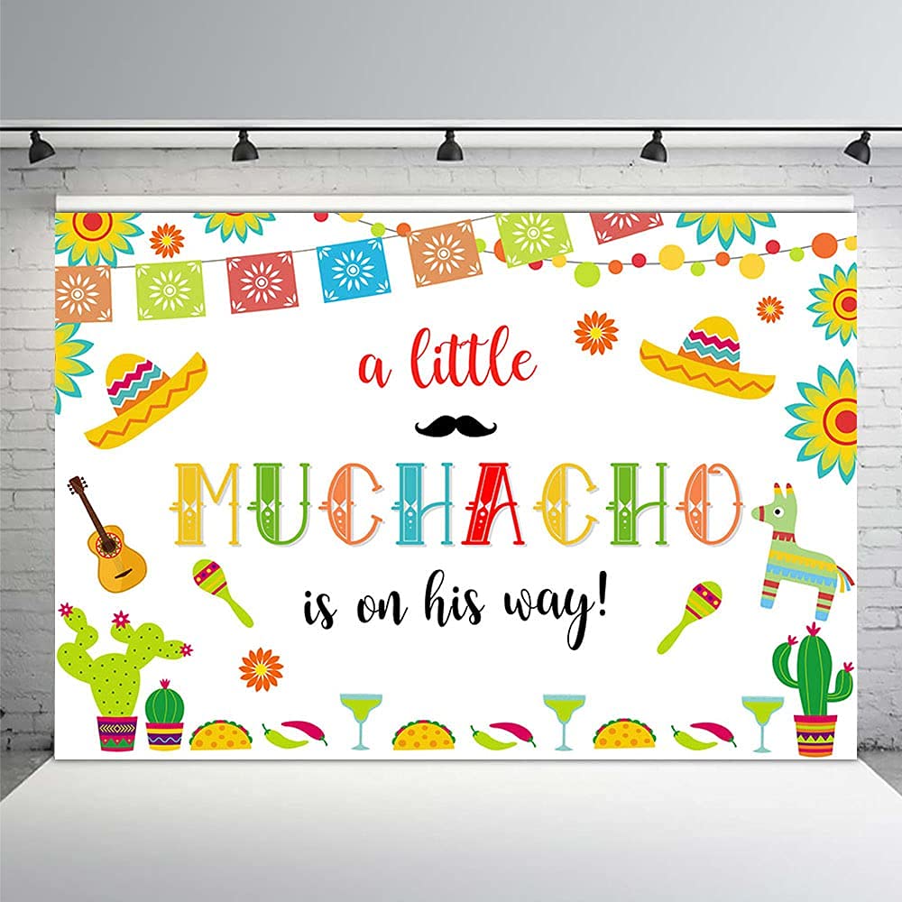 MEHOFOND 7x5ft Mexican Fiesta Boy Baby Shower Backdrop Mexico A Little Muchacho Party Decor Photography Background Cactus Cake Table Supplies Banner
