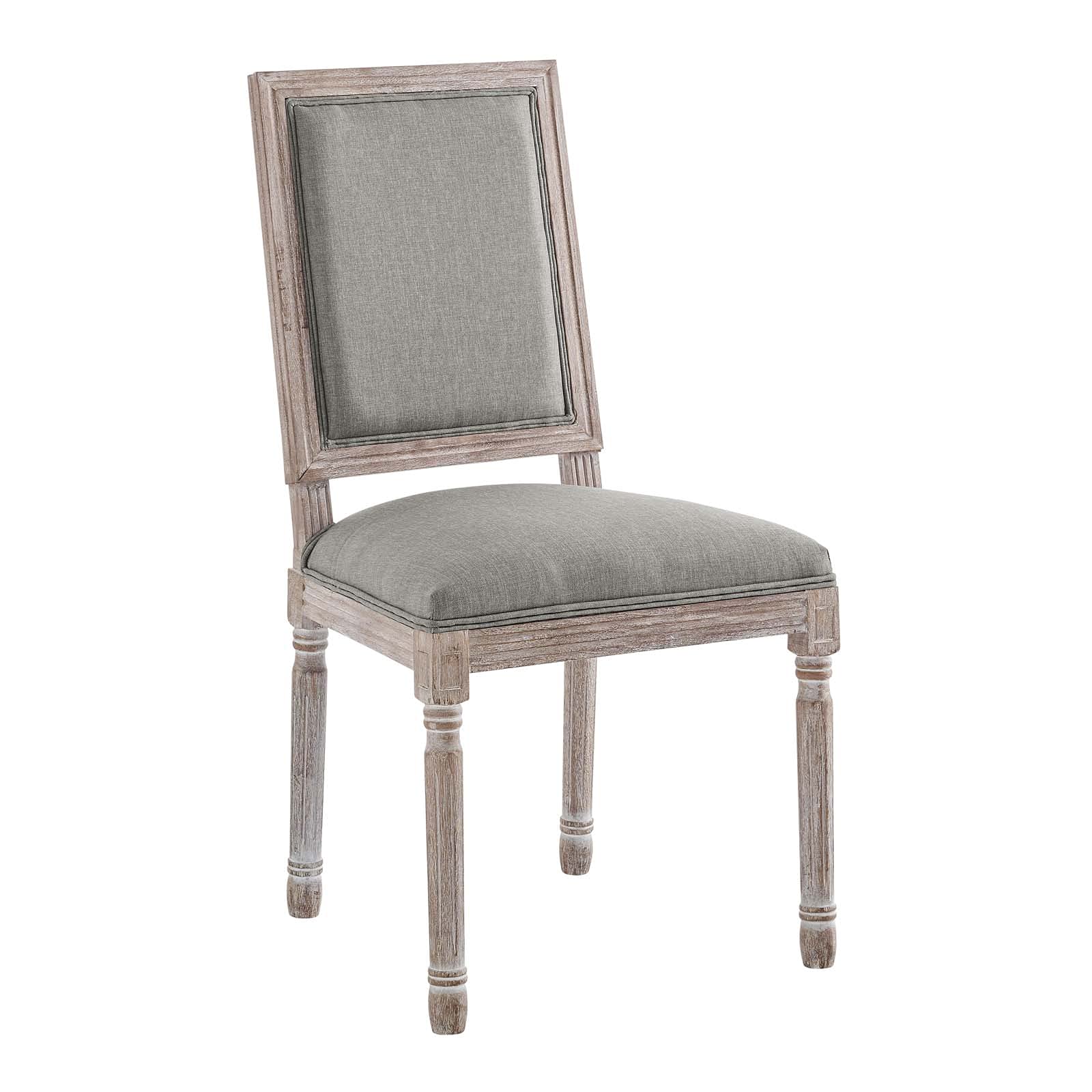 Modway Court French Vintage Upholstered Fabric Dining Chair in Light Gray