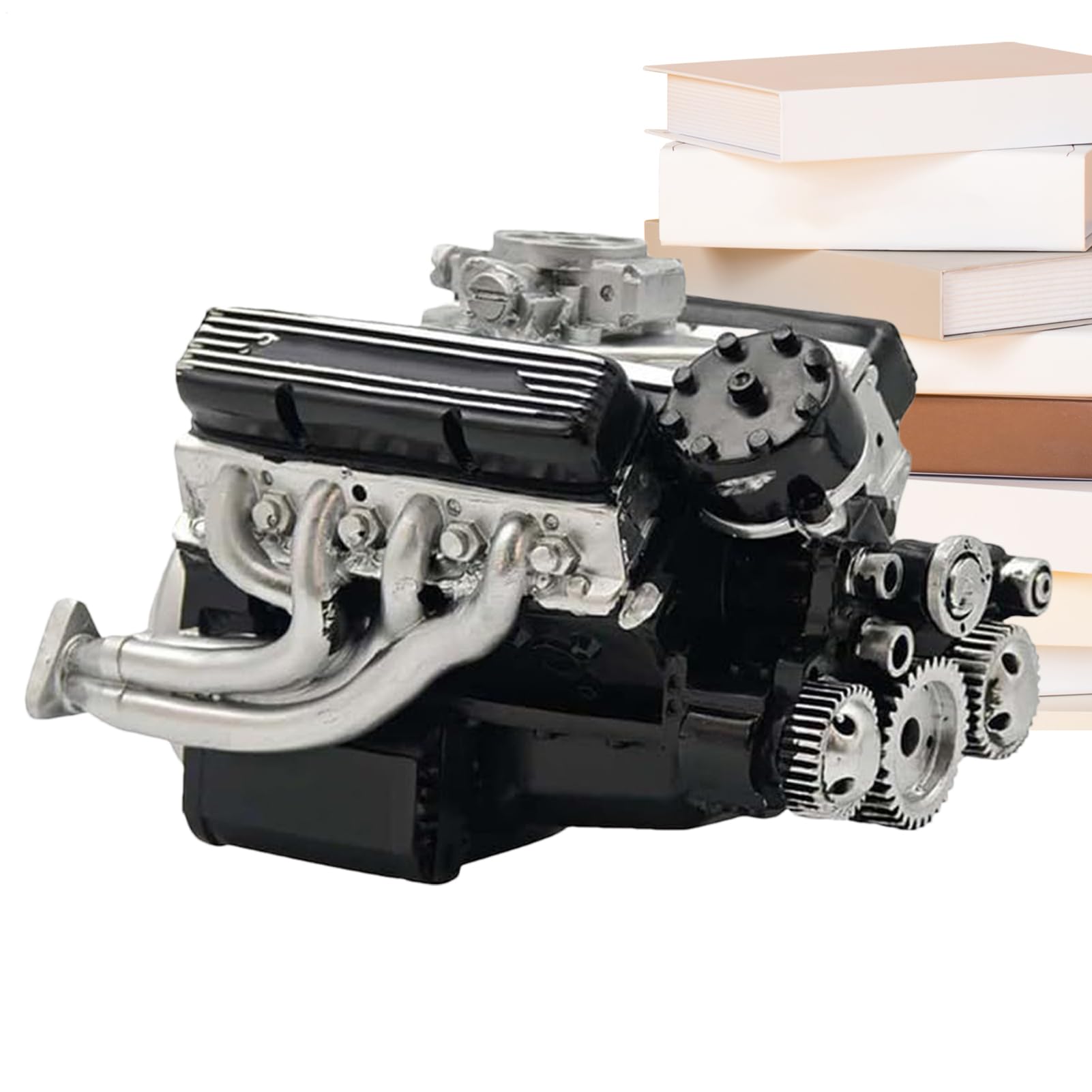 V8 Model Engine Kit for Adults - Resin V8 Engine Building Block,Decorative Realistic STEM Toys, Educational Learning Games for Engineering Learning Adult Collection Black