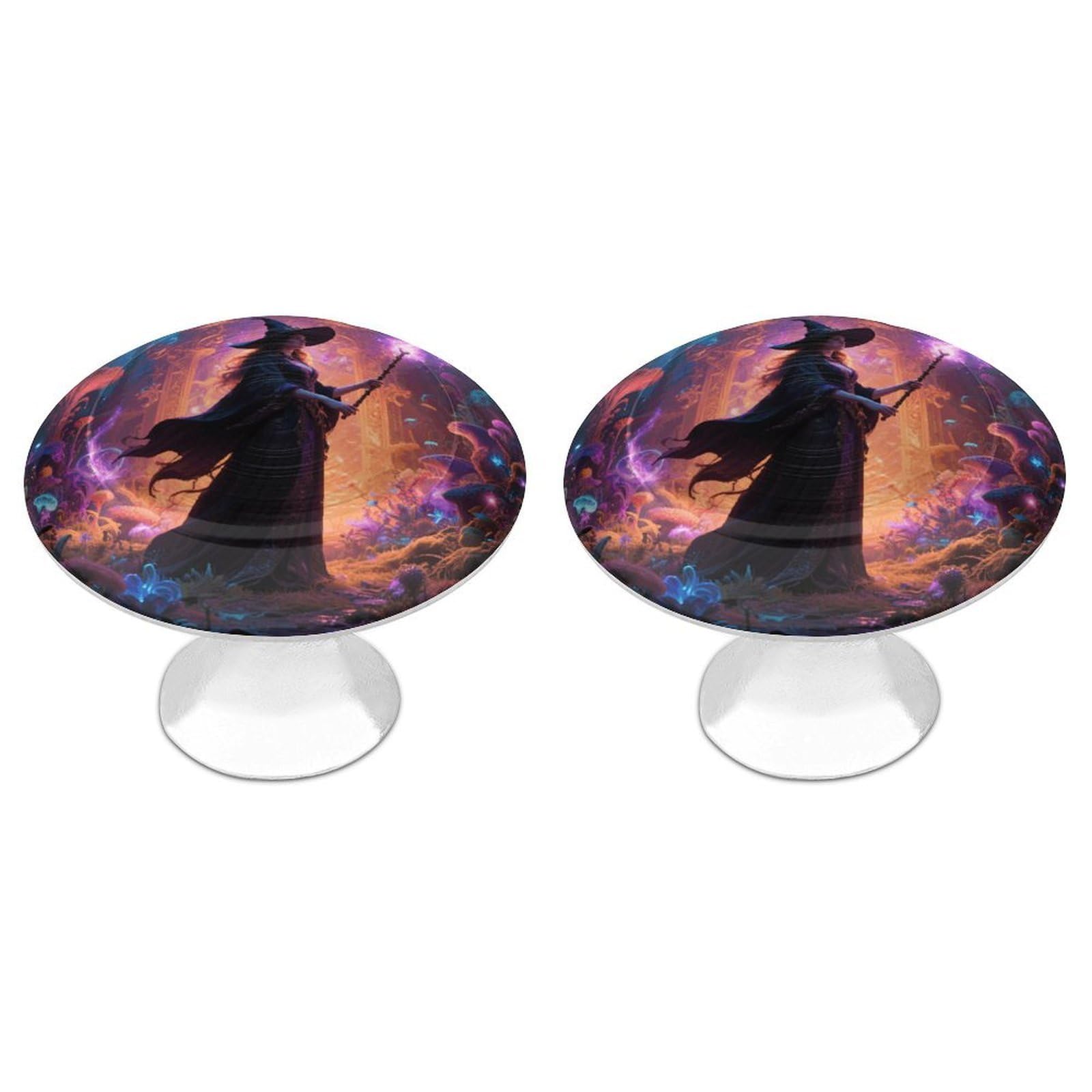 Lpsadgf Witch In The Mysterious Forest Cabinet Knobs 2-Pack Stainless Steel Cabinet Pulls Vintage Drawer Pulls Handles For Kitchen Cabinets, Bathroom, Wardrobe Easy Install