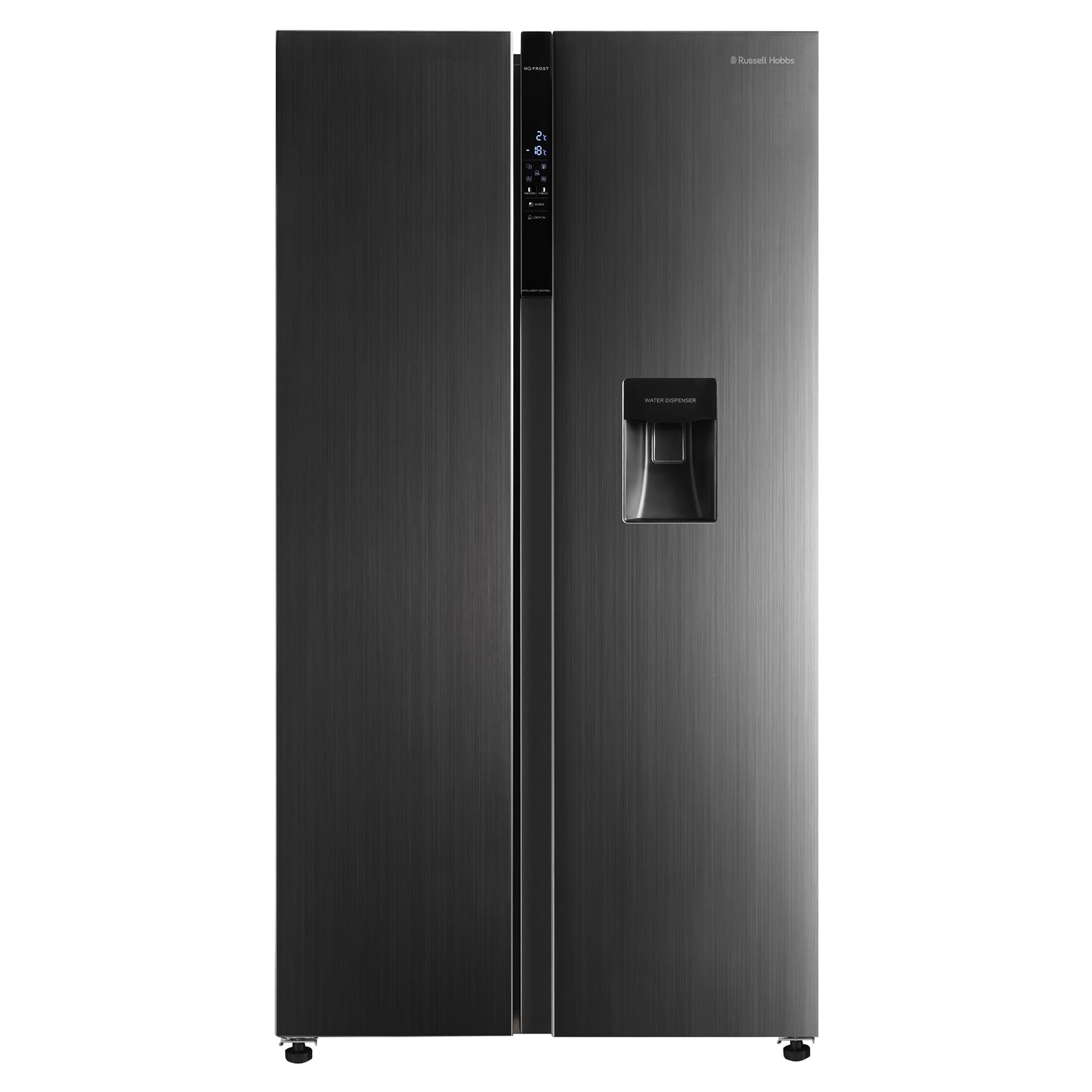 Russell Hobbs Freestanding American Fridge Freezer with Water Dispenser 442 Litre 70/30 in Black Steel