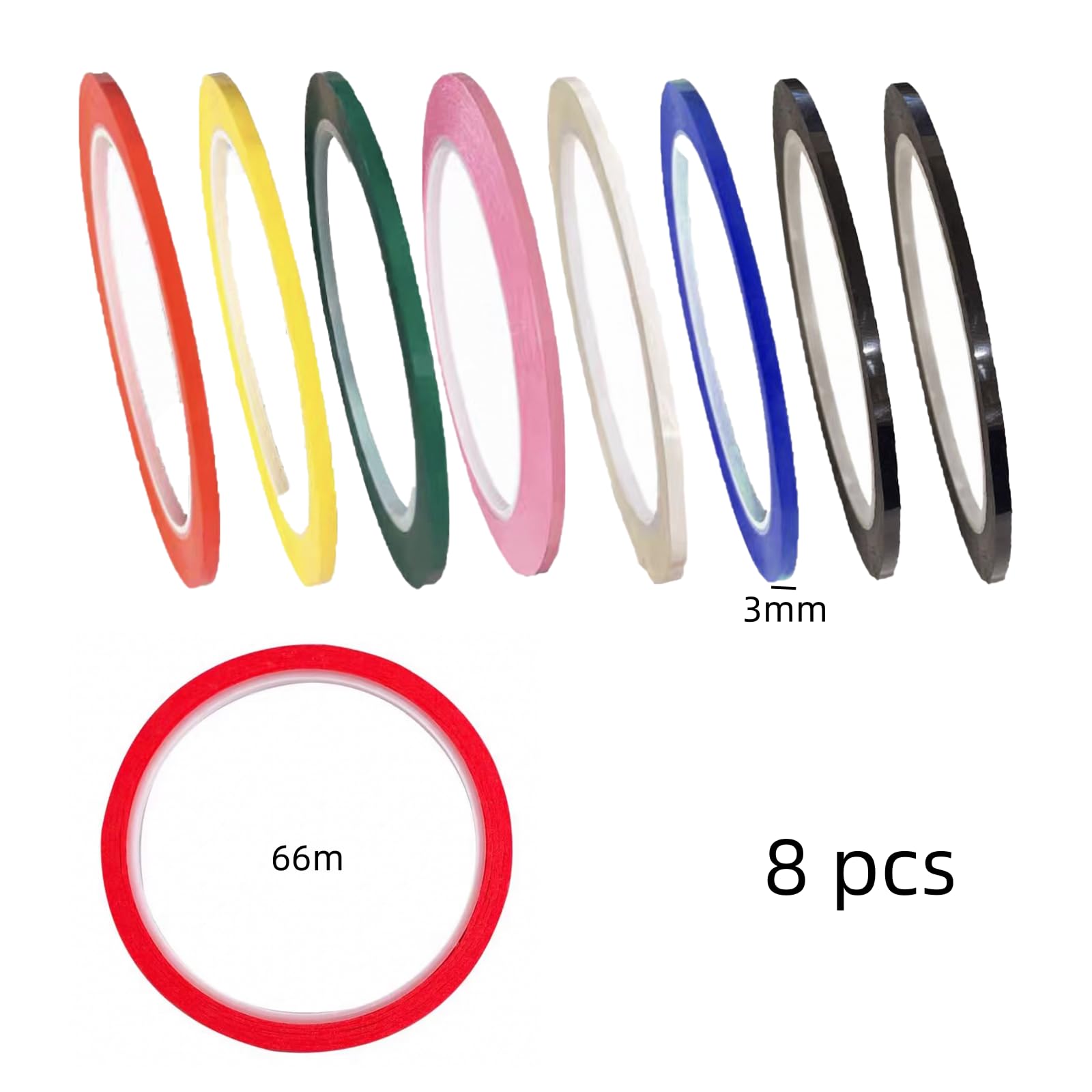 LIANRISES 8 Piezas 3mm X66m Multicolor Cinta Adhesiva Para Pizarra Blanca Para Diagramas, Oficinas, Cuadrículas, Marcadores
