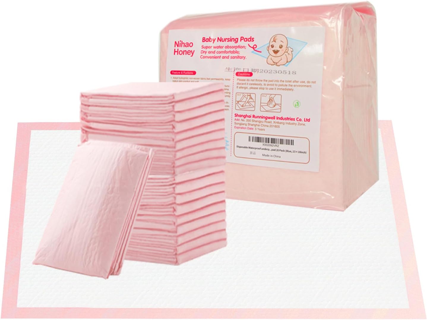 Disposable Changing Pad, 50 Pack 24×18 inch Portable Changing Table Pads Absorbency