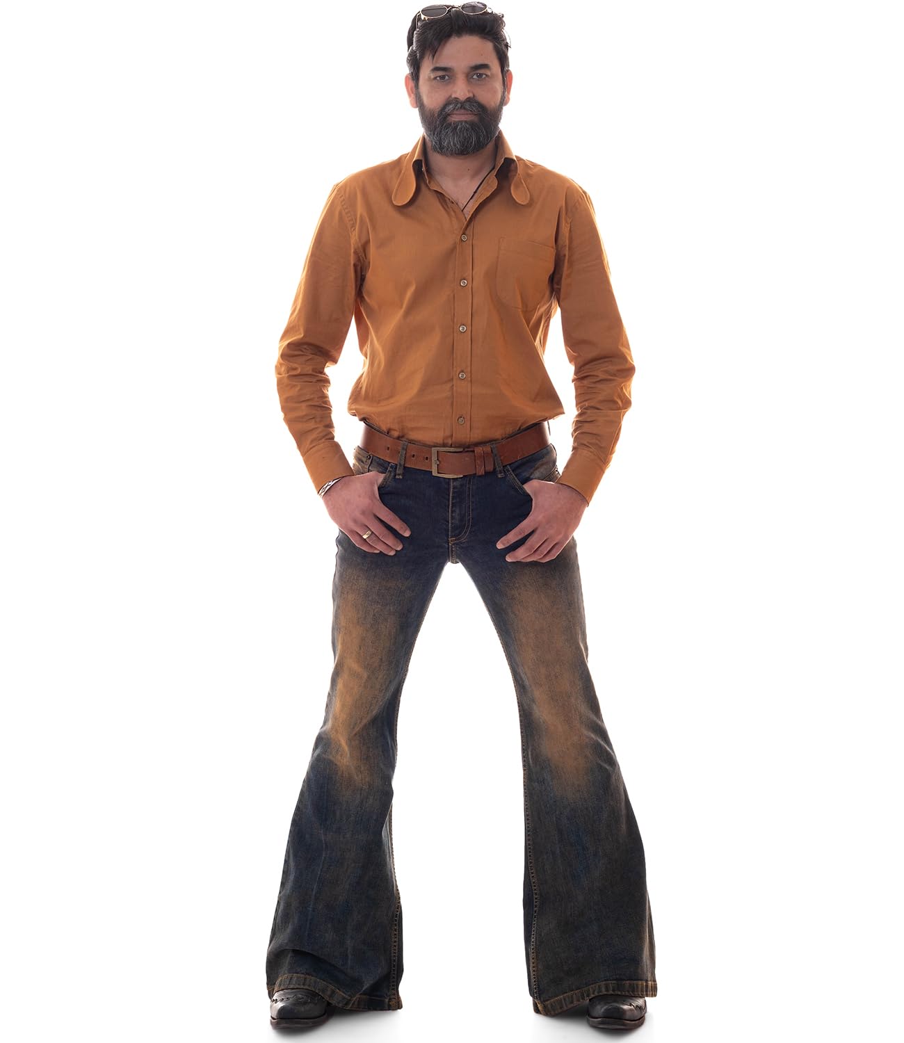 COMYCOM Jeans a Zampa da Uomo con Lavaggio Dirty Star Red County