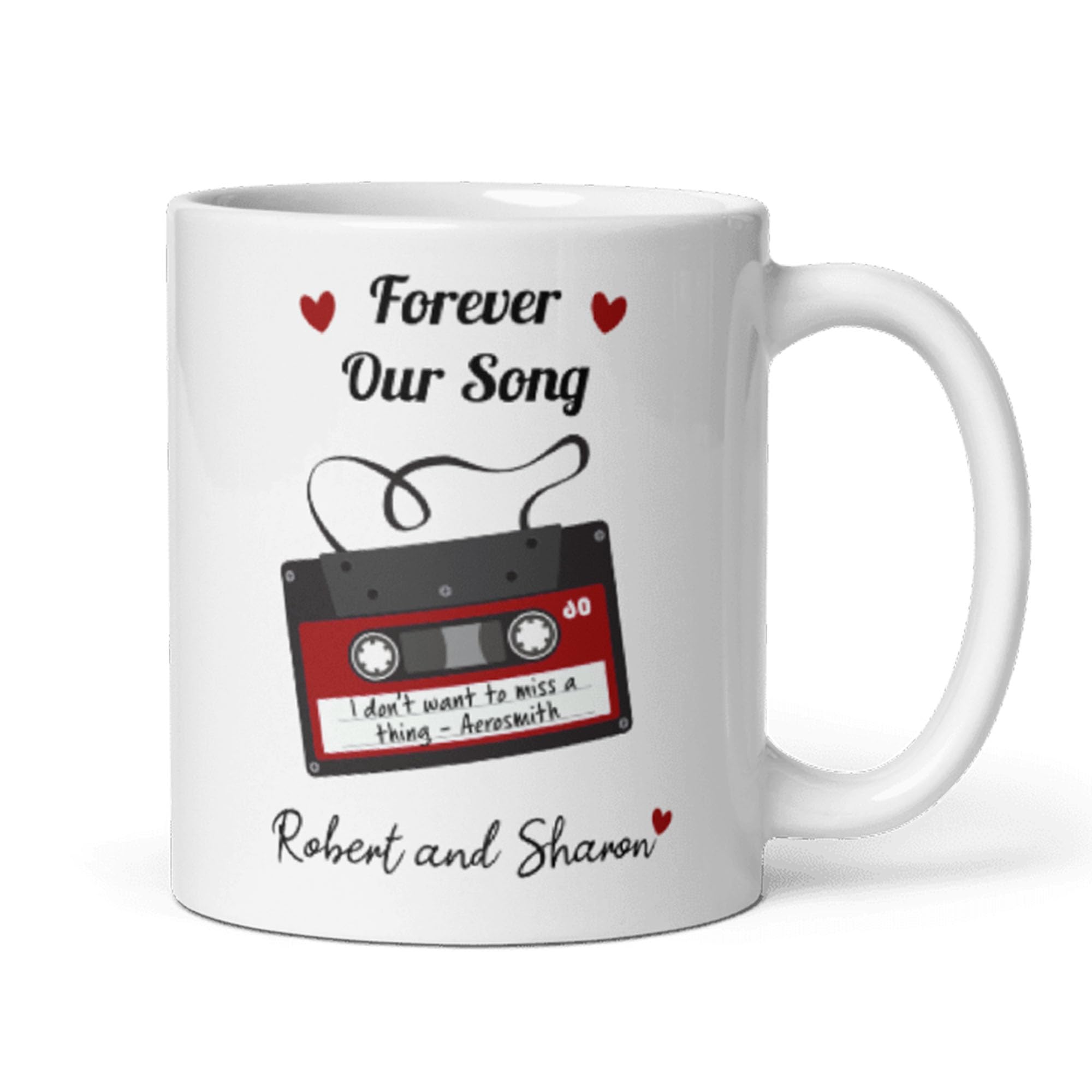 Confidently Quirky - Personalised Forever Our Song Mix Tape White Mug, Anniversary Boyfriend Mug, Valentines Girlfriend Gift, Love You Gift For Him