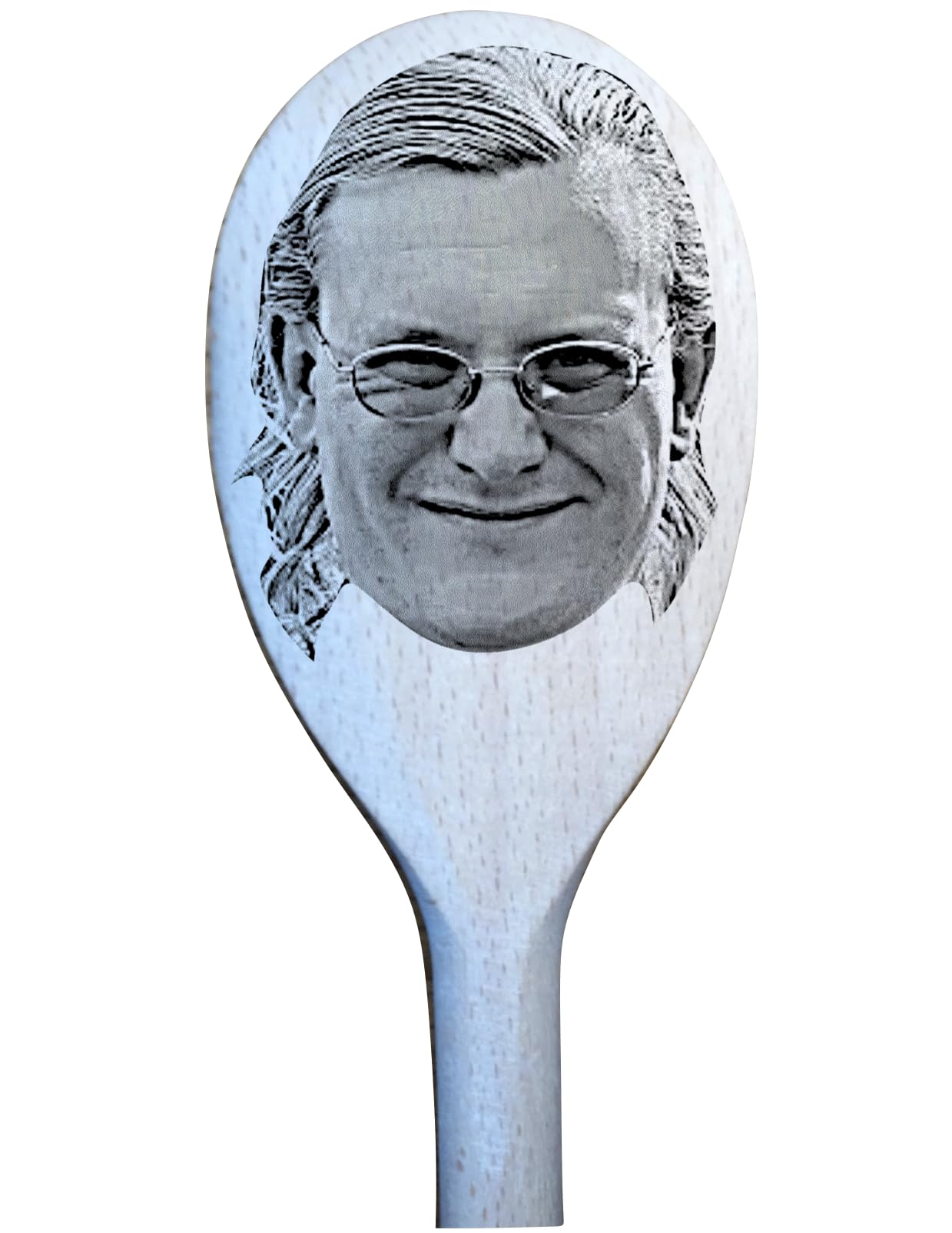 Personalised Love on the Spectrum Gift, Engraved Face of James on a Wooden Spoon. Neurodivergent Dating Reality TV Show