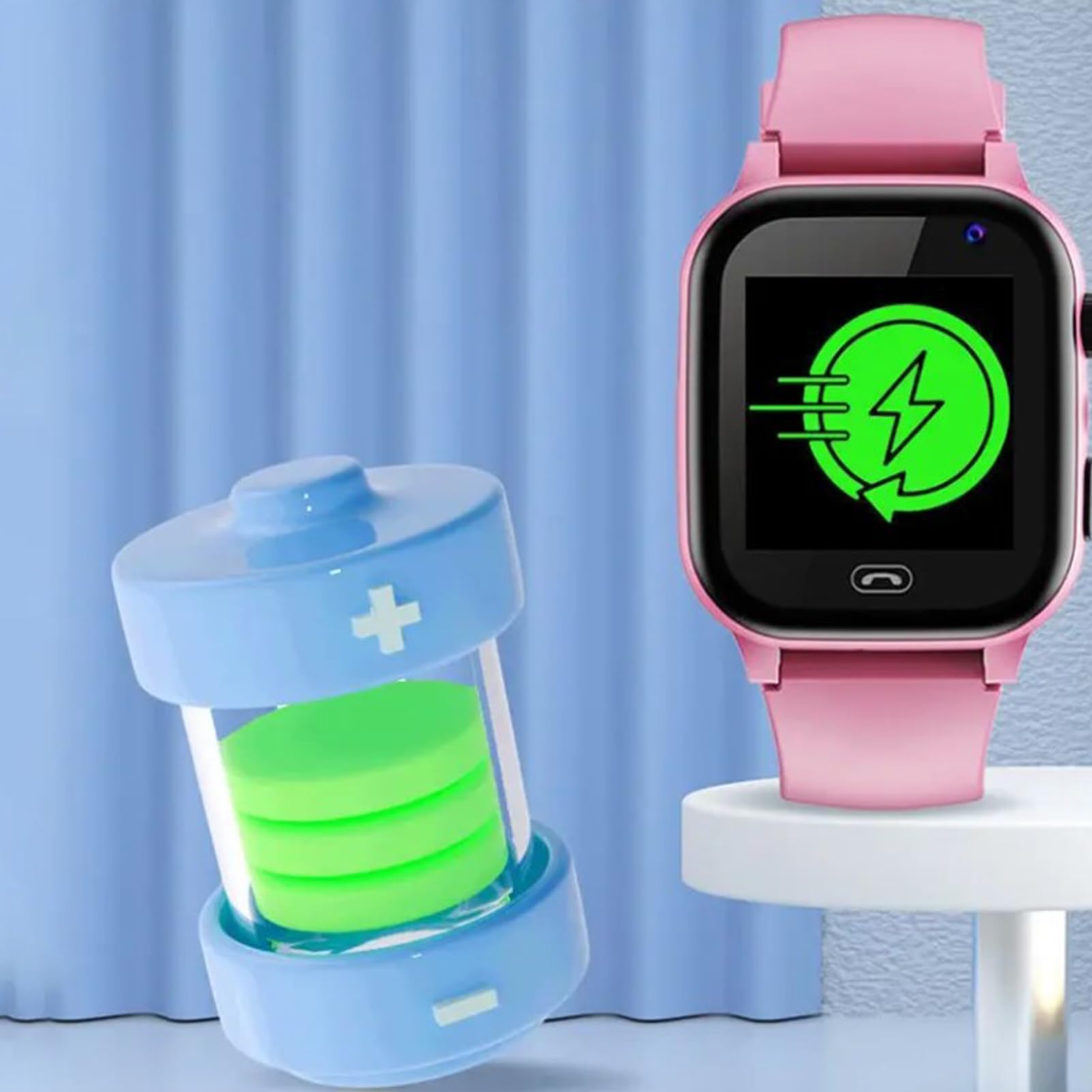 Reloj de teléfono para niños genérico – Reloj inteligente para niños | Smart Wristwatch, multifunción teléfono a mano para niños, cómodo GPS 4G, cámara, recargable Battery Portable for Flashlight