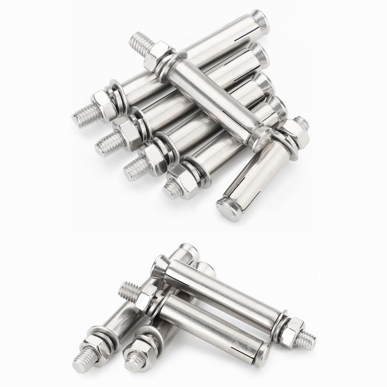 2er-Pack M18 180 bis 300 mm 304 Edelstahl-Hülsankerbolzen, hochbelastbar für Beton-, Ziegel- und Mauerwerk