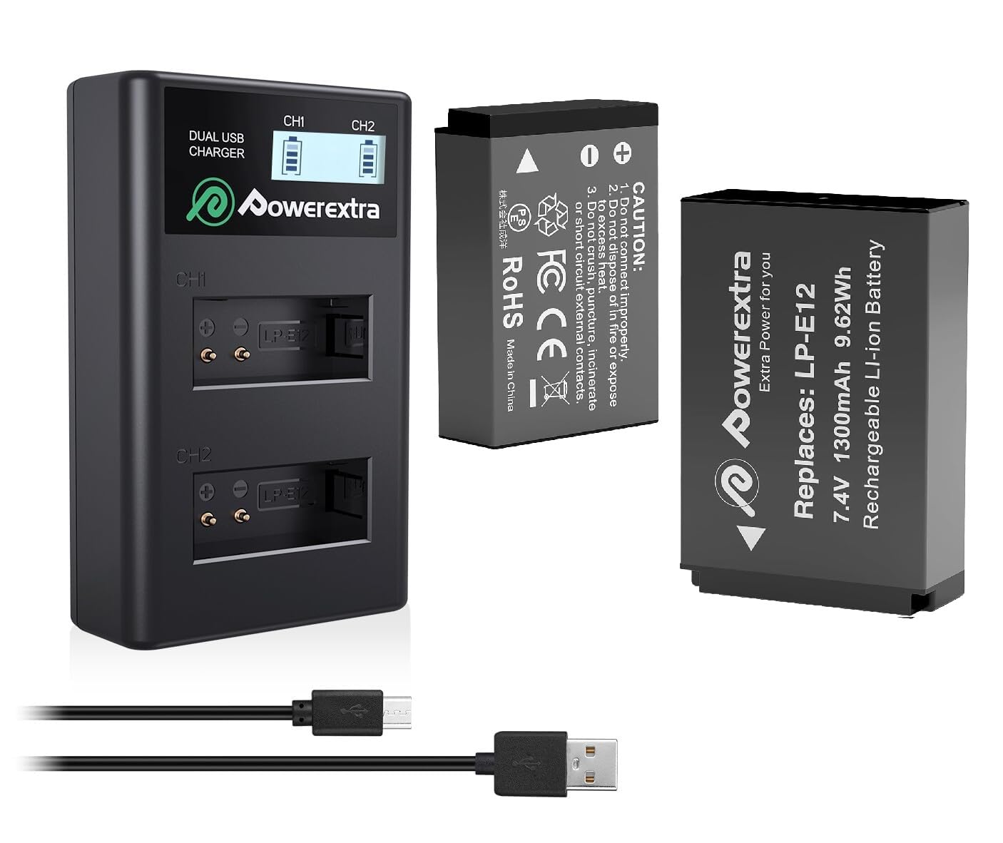 Amazon | Powerextra キヤノン Canon LP-E12 互換バッテリー 2個+充電