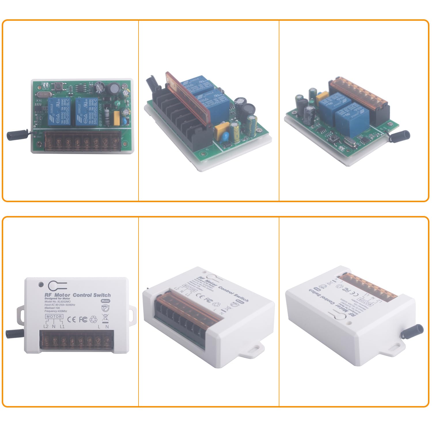 Interrupteur de télécommande de moteur à courant alternatif, interrupteur de relais sans fil 110V 220V 250V 10A pour le déplacement du moteur vers l’avant et vers l’arrière (2 * contrôleur 433 Mhz)