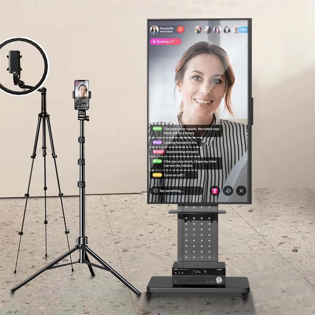 UNHO Supporto TV con Ruote Girevole: Carrello Porta TV da Terra Verticale Orizzontale Supporto tv Rotante per Schermo 32-65 Pollici Portata 50kg Max VESA 600x400mm Altezza Regolabile