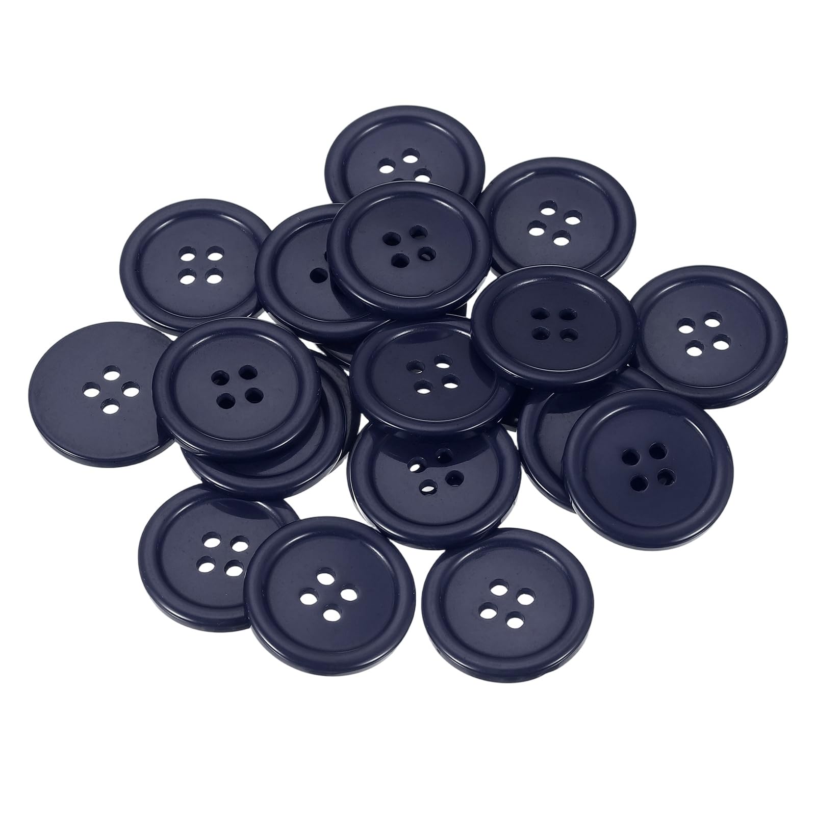 sourcing map 22 Pcs Navy Blue Resin Button, 1 Inch(25mm) Round 4 Holes Sewing Buttons, Small Size Flatback Button for DIY Craft Making Clothes Sewing Handmade Ornament