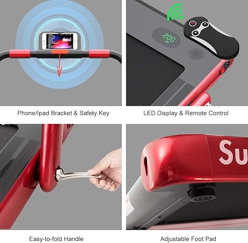 Miniatura 3 de Gymax Cinta de correr plegable, máquina eléctrica con dientes azules y pantalla LED, máquina portátil para caminar debajo del escritorio para el