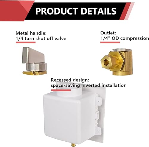 Miniatura 3 de EFIELD Caja universal para máquina de hielo, conexión de entrada de crimpado Pex de 12 pulgada con válvula de bola de 14 vuelta instalada (crimpado