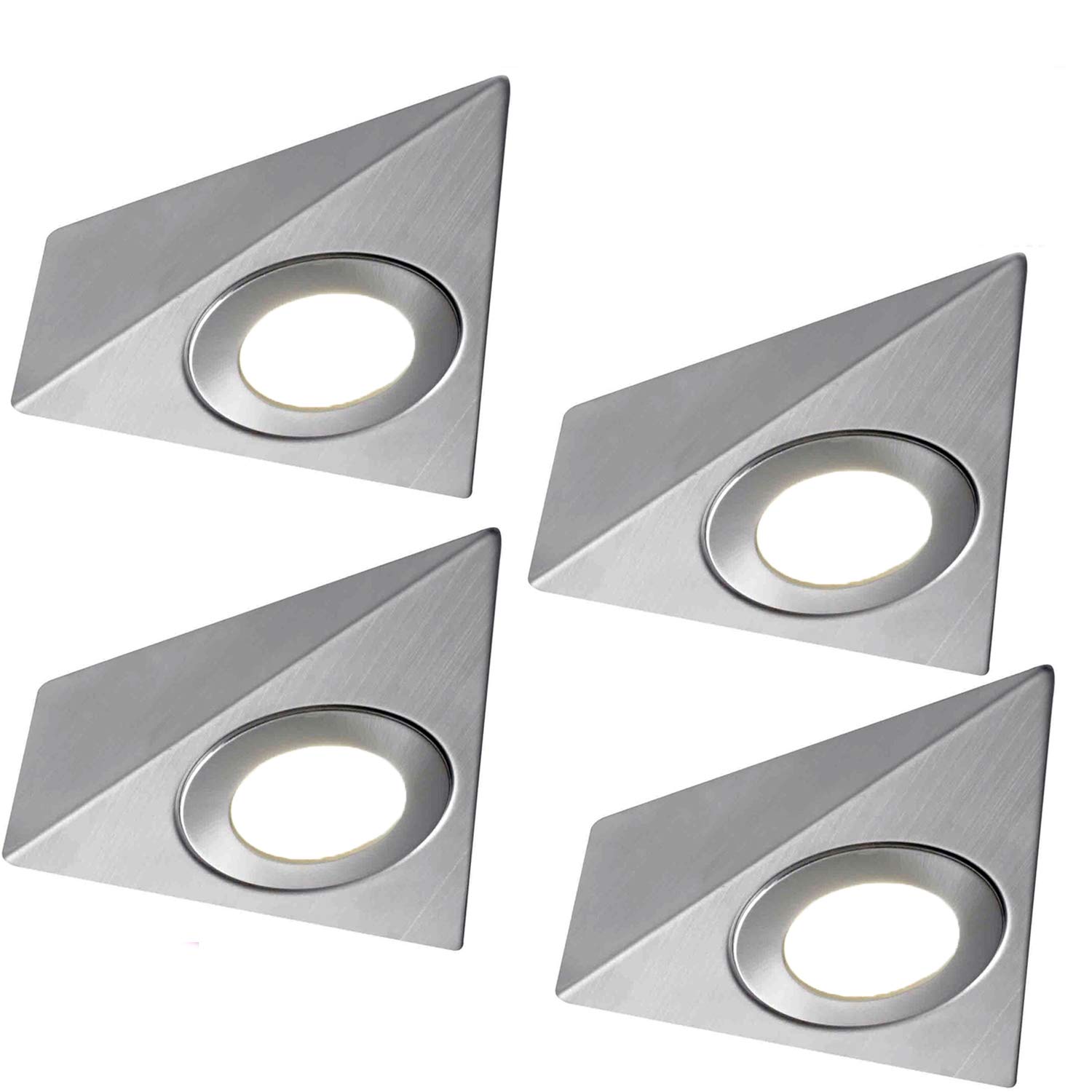 4X Brushed Nickel Pyramid Under Cabinet Kitchen Led Light Kit With DriverWarm White from B&Q