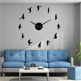mazhant Ministry of Silly Walks Orologio da Parete Moderno Commedia Britannica Fatto A Mano Pop Art Wall Sticker Orologio da Parete Grande Orologio Senza Cornice 27Inch