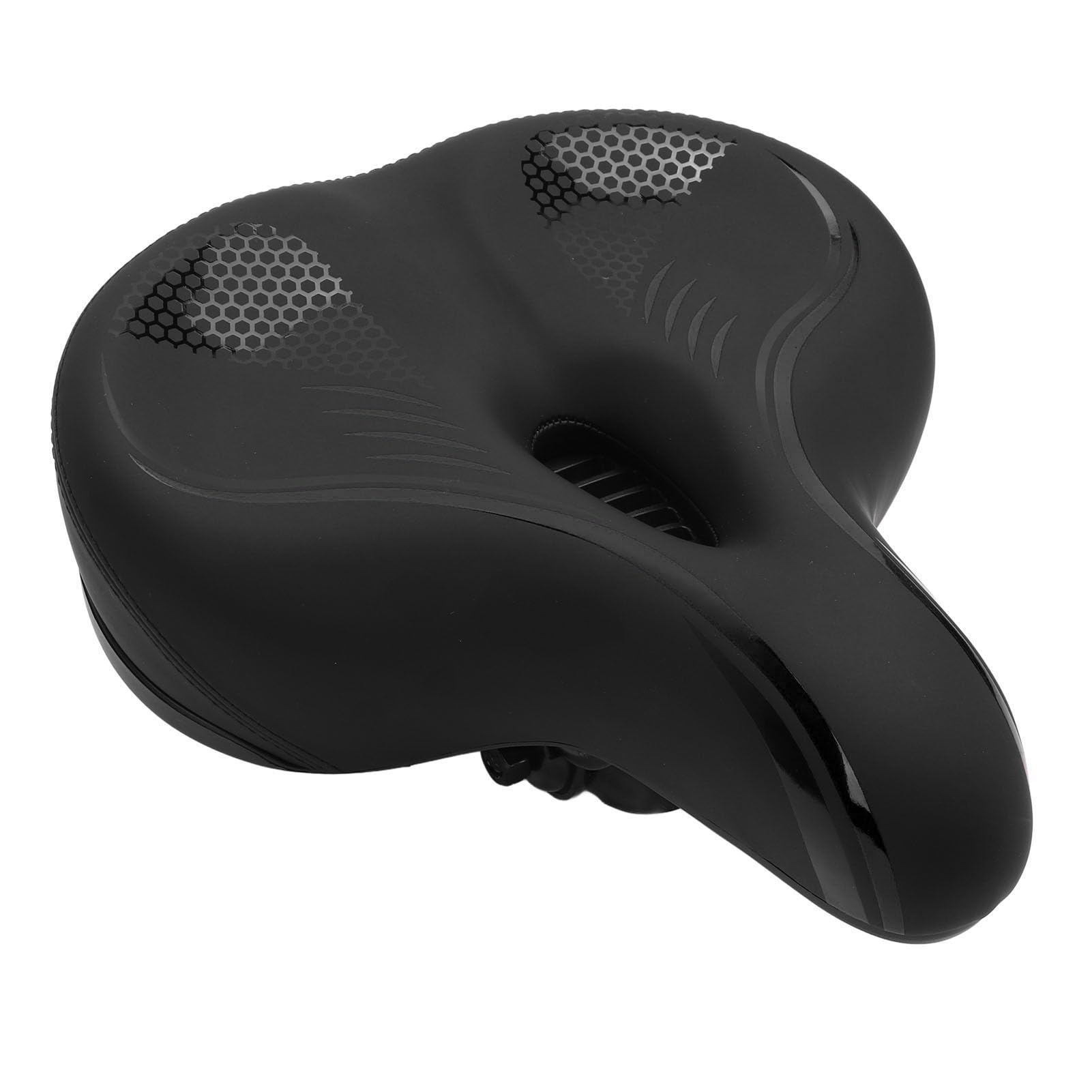 NIZUUONE Comfortable Bike Saddle for Women Men, Extra Soft Bike Cushion with Shock Absorbing Ball & Arches Hollow Breathable Memory Foam for Mountain Road Electric Bicycle (Black)