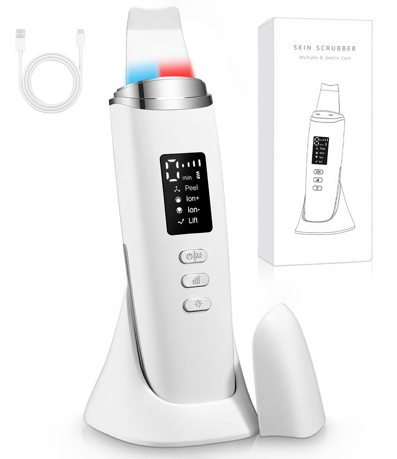 Aspirateur Point Noir, Avec 4 Modes Cisage et Intensité Réglable, Aspirateur Point Visage, Lumière Rouge et Bleue, Affichage LED et Fonction d'arrêt Automatique, Epurateur de peau Visage