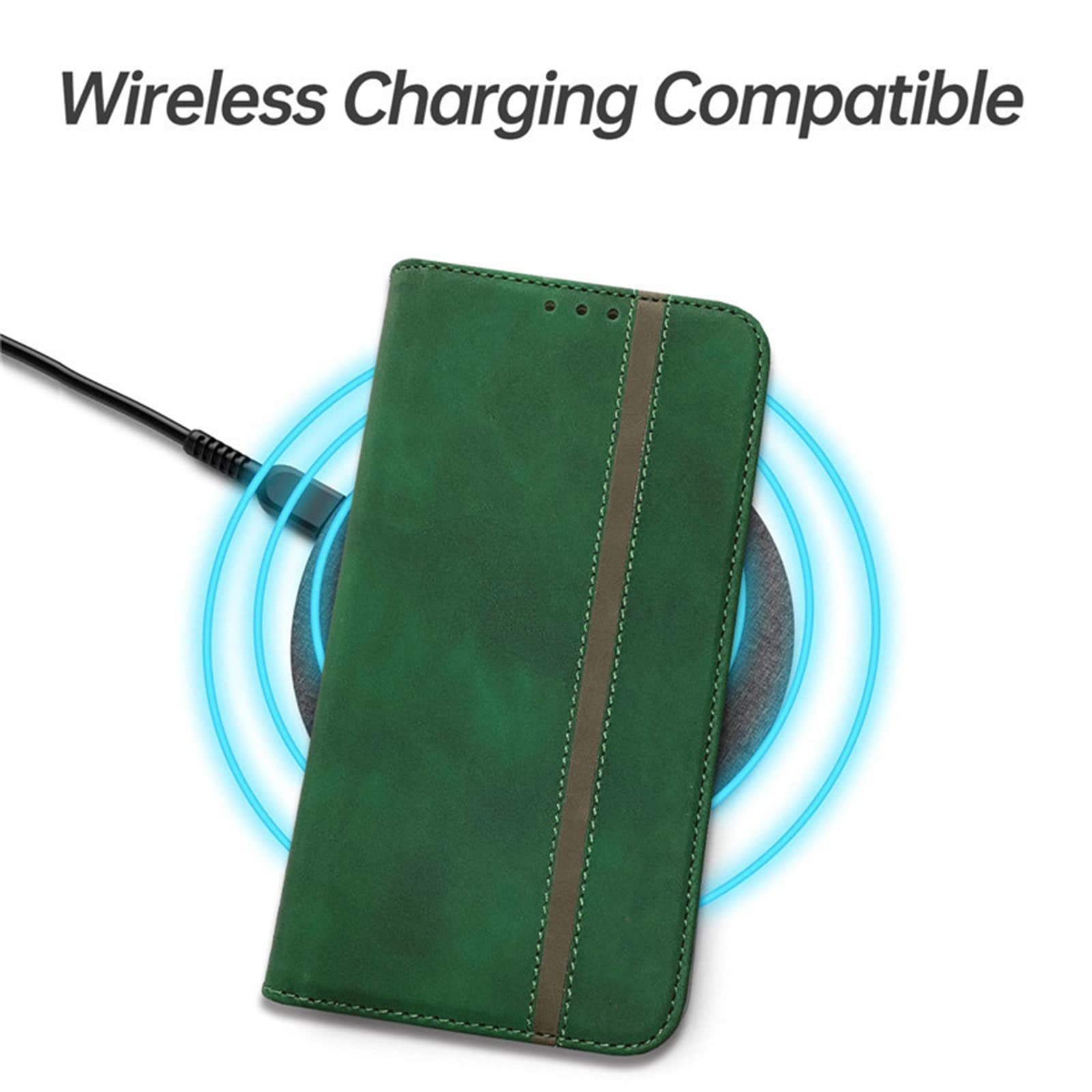 Etui do Samsung Galaxy S22/S22 Plus/S22 Ultra, skórzany portfel etui z przegródką na karty gotówkę magnetyczne zamknięcie etui z klapką na telefon, zielony, S22 Plus 6,5 cala