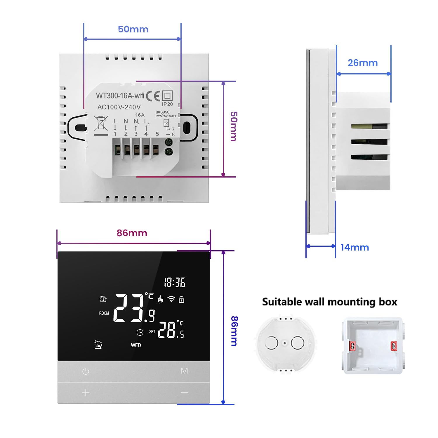 AVATTO Thermostat für Wasser-Fußbodenheizung, Smart WiFi Thermostat, programmierbarer Raumthermostat, kompatibel mit Alexa & Google Home, Fernbedienung über AVATTO-App oder Smart-Life-App