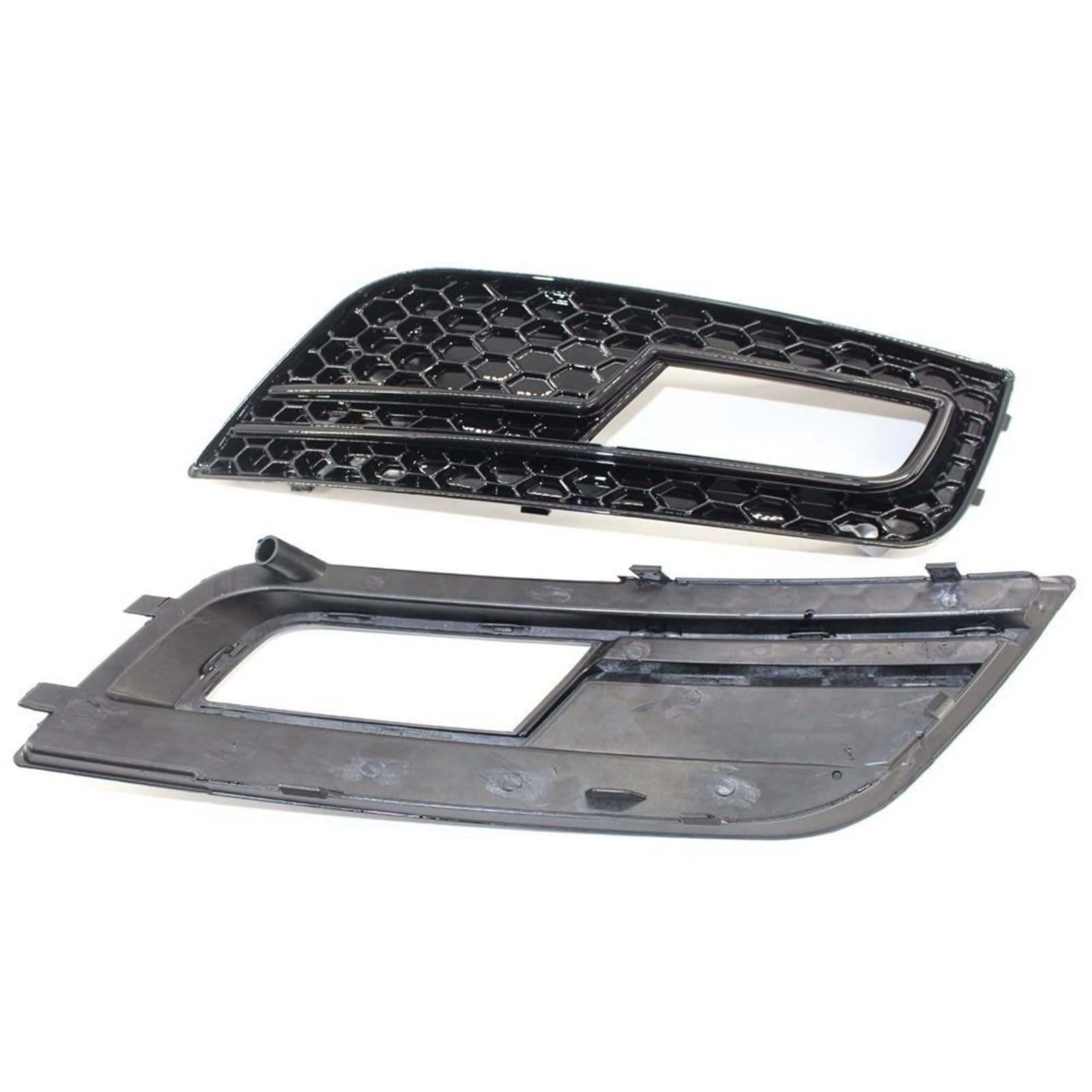 Reemplazo de equipo original A4 B8.5 2013-2016 2X para parachoques delantero de coche en forma panal negro brillante, cubierta rejilla luz antiniebla(Chrome)