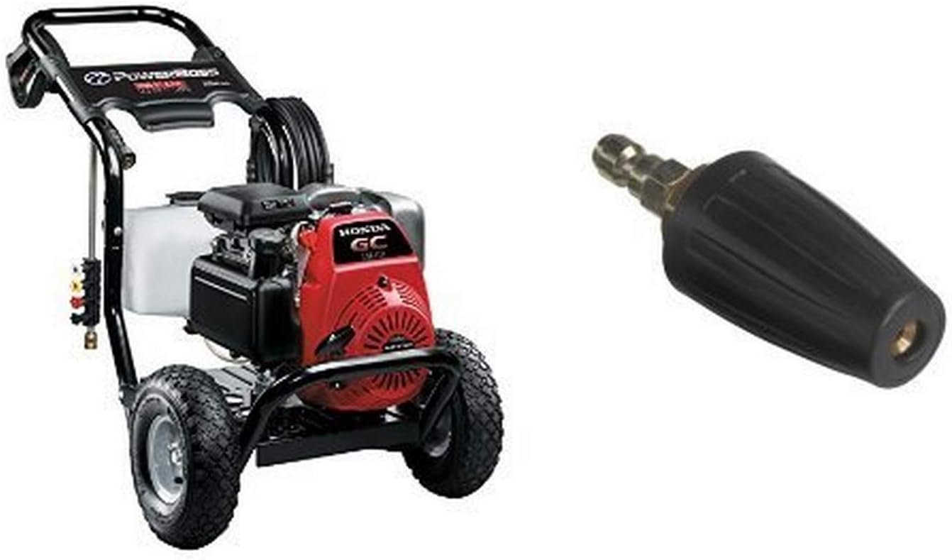 PowerBoss 20649 Gas Powered Pressure Washer 3100 PSI 2.7 GPM Honda GC190 Engine with Quick-Connect Turbo Spray Nozzle