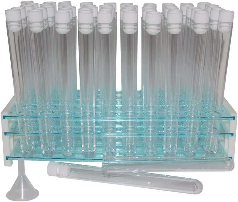 50 Plastic Test Tubes with Caps 16mm x 150mm Test Tube Set