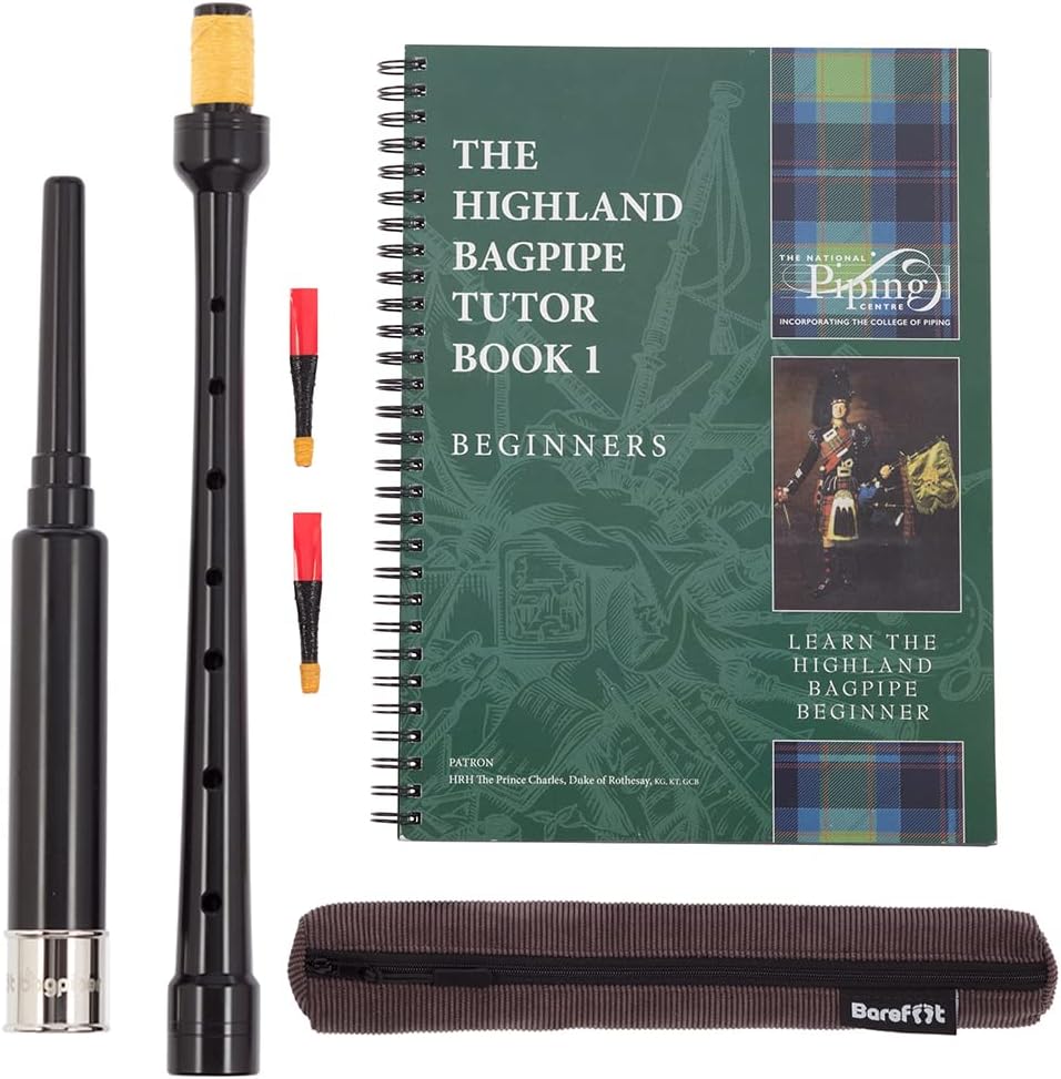 Barefoot Bagpiper Practice Bagpipe Chanter. 18 inches. Corduroy Carry