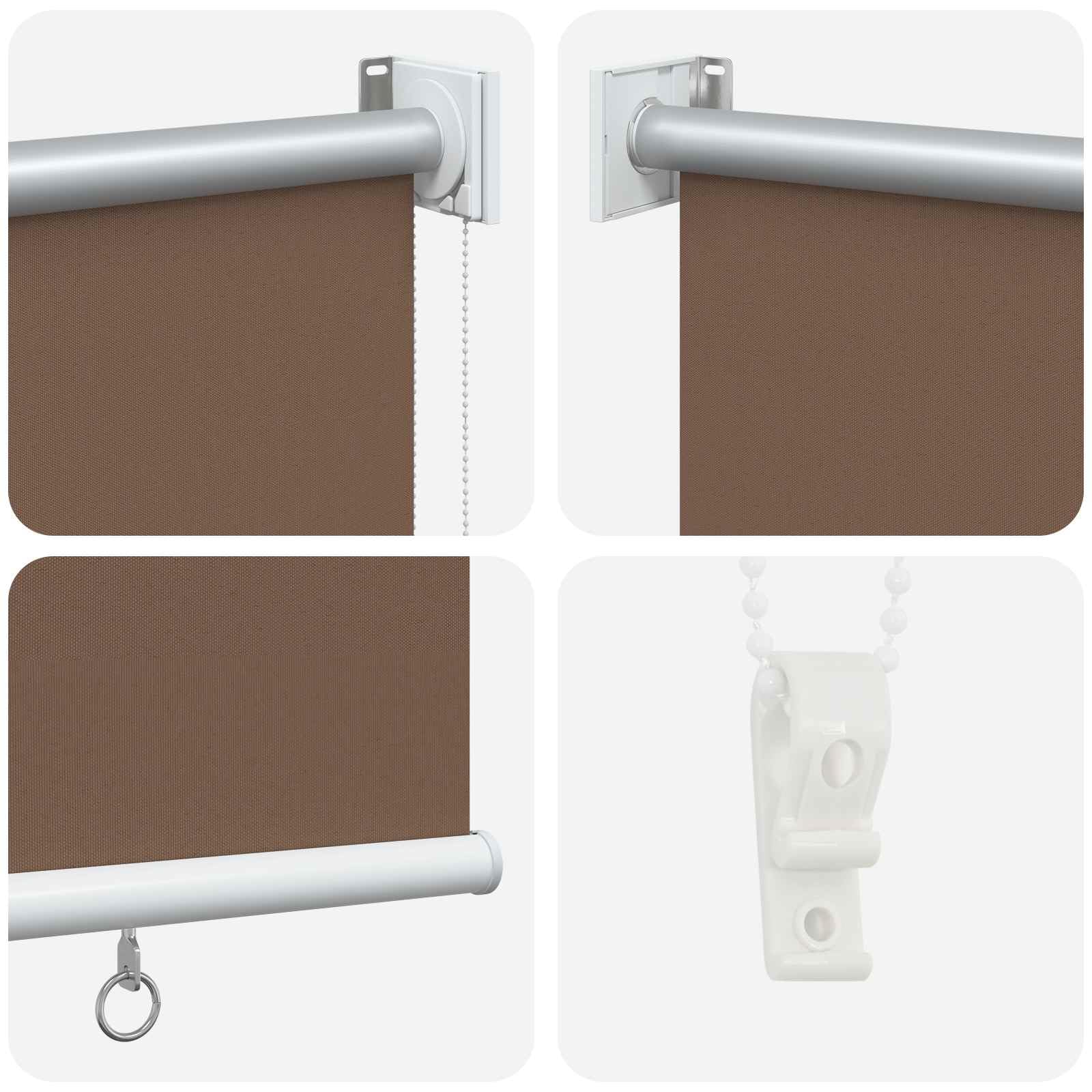 Tenda a Rullo da Sole in Poliestere Tortora 205x140 cm | Ideale per soggiorno e veranda, questa tenda filtra la luce solare offrendo privacy e un controllo termico ottimale.