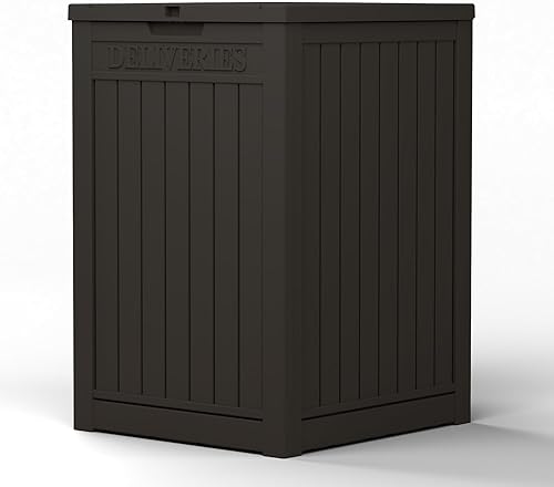 48 gallon delivery box,All-weather resin material outdoorstorage box easy to install and portable,Suitable for indoor and outdoor scenes (black)