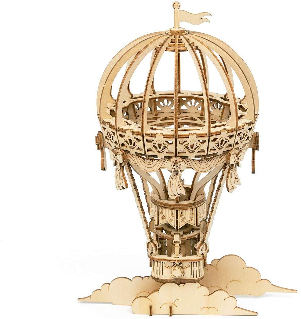 Robotime 3D Puzzle Holzbausatz Heißluftballon, 140 Teile, Größe: 14,7 x 10,4 x 20,8 cm, TG406