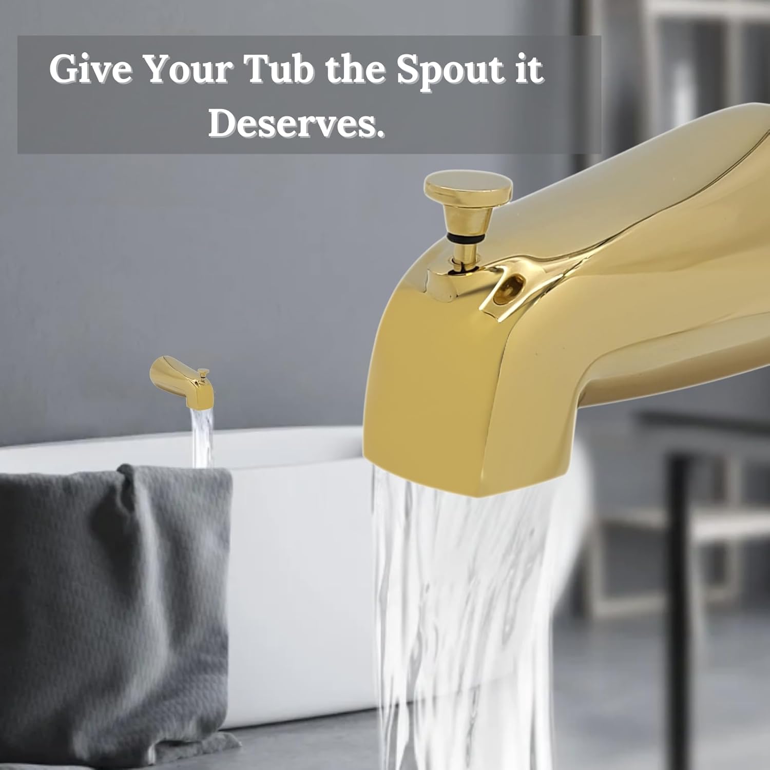 Westbrass A311-01 5-1/2" Reach Brass Wall Mount Tub Spout with Nose Diverter, Polished Brass