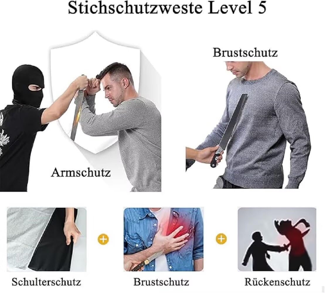 Generisch Schnittfeste,Slash-Stabkleidung mit Rundhalsausschnitt,Stufe 5 Schutzausrüstung,Stichsichere Kleidung,Patrouille im Dienst,Geschäftsreisen,für die Metallherstellung für die Messerproduktion