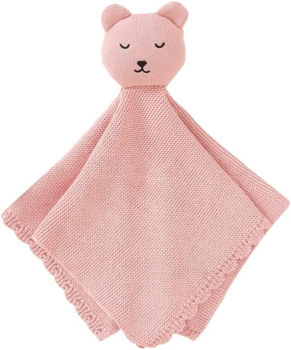 LAWKUL Baby Lovey Knit - Mantas de seguridad para bebés recién nacidos, edredón de oso Lovie, seguro para bebés, niños y niñas, color rosa