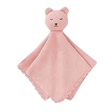 LAWKUL Baby Lovey Knit Newborn Babies Security Blankets Bear Lovie Cuddly Comforter Safe Loveys for Infant Boy Girl Pink