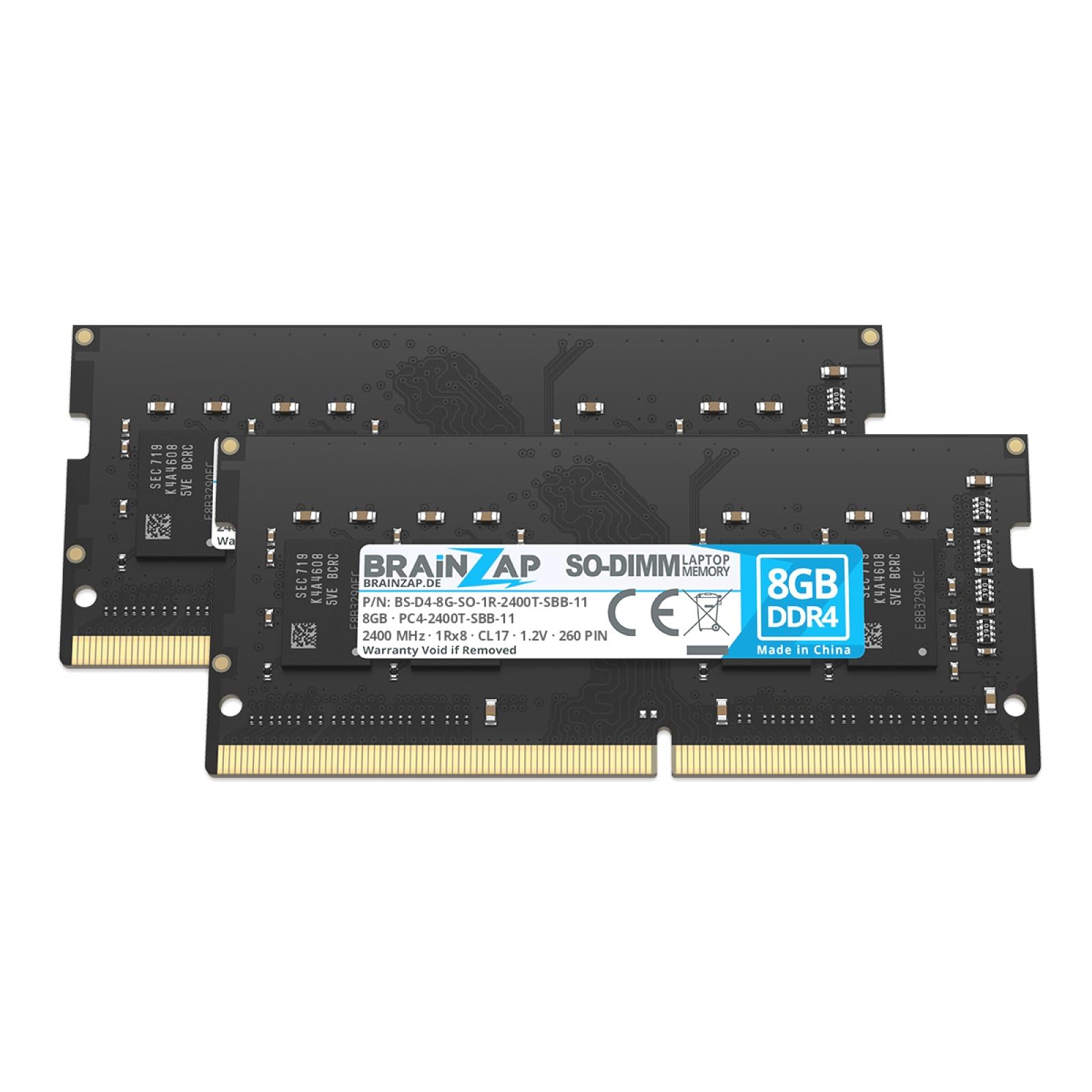 BRAINZAP 16 GB (2X 8 GB) DDR4 RAM SO-DIMM PC4-2400T-SBB-11 1Rx8 2400 MHz 1.2V CL17 notebook laptop pamięć operacyjna Unbuffered Non-ECC