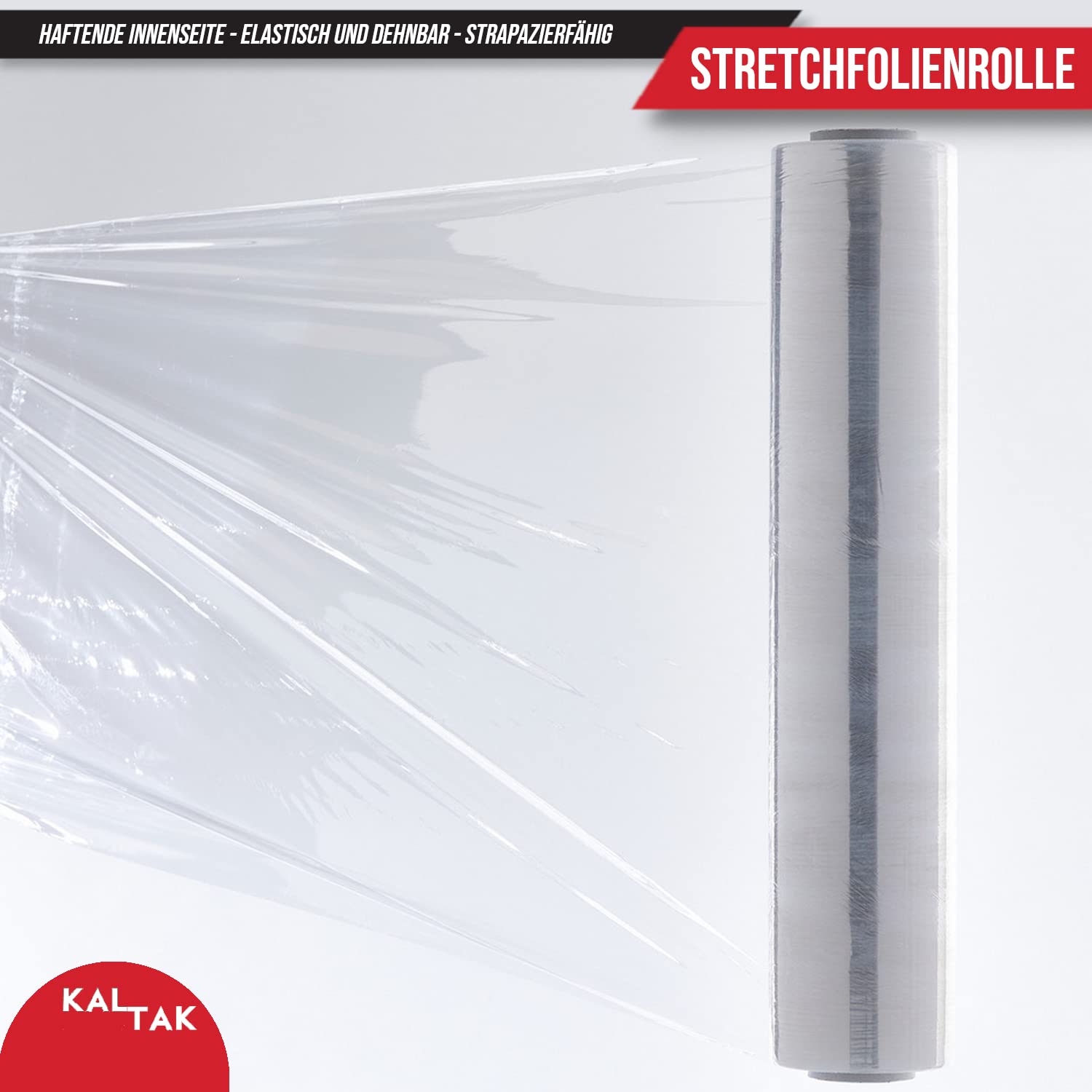 KALTAK Folia stretch przezroczysta – folia do pakowania na rolce o szerokości 50 cm – materiał opakowaniowy, folia do przeprowadzki do mebli – rozciągliwa folia do pakowania z mocną stroną przyczepną dla bezpiecznej ochrony (6)