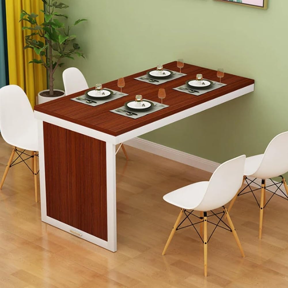 KLGFBDC Wall-Mounted Folding Table - Space-Saving Drop Leaf Workbench Compact Floating Desk for Small Spaces Foldable Teak Bar Table (80x40cm / 31.5x15.7in)