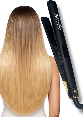 Plancha de pelo y rizador 2 en 1  Placas delgadas de cerámica y titanio  Voltaje dual  Herramienta profesional antiencrespamiento  Sebastian Hair