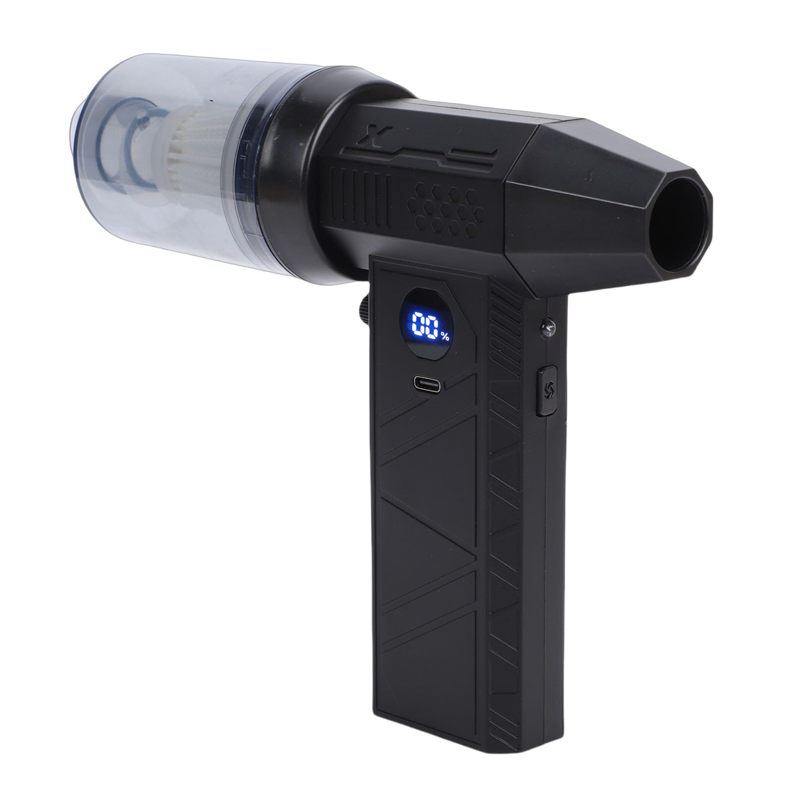 Spolverino Elettrico, Soffiatore per Polvere Senza Fili Ricaricabile con Motore Brushless da 52 M/s, Kit di Pulizia per PC con Display a LED, Getti Regolabili e 2 Ugelli Testine per PC Auto