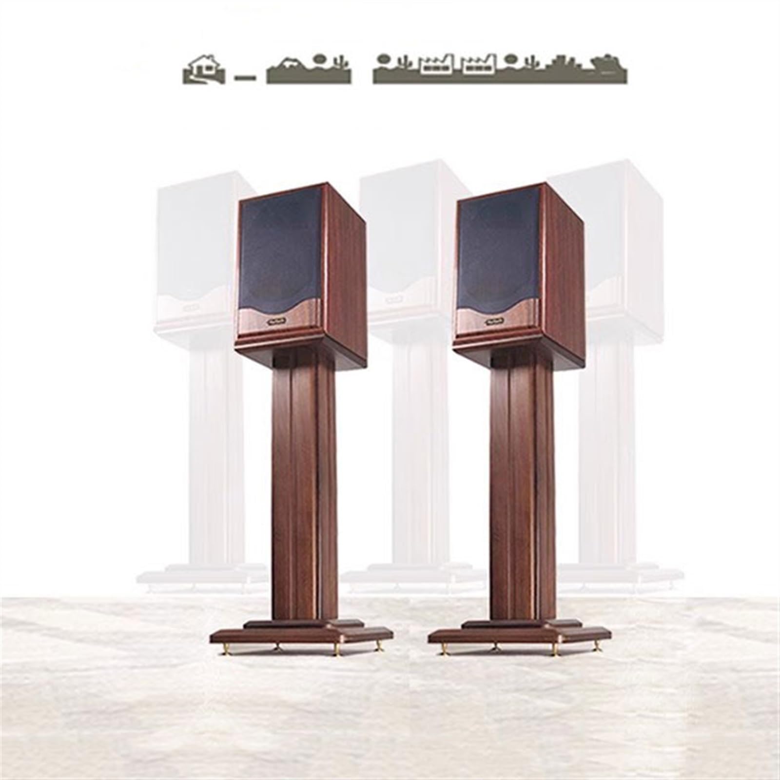 Supporto per altoparlanti in legno massello professionale per altoparlanti StandFloor Surround Sound StandBookcase Speaker Stand Studio Monitor Stand (28 x 28 x 20 cm)