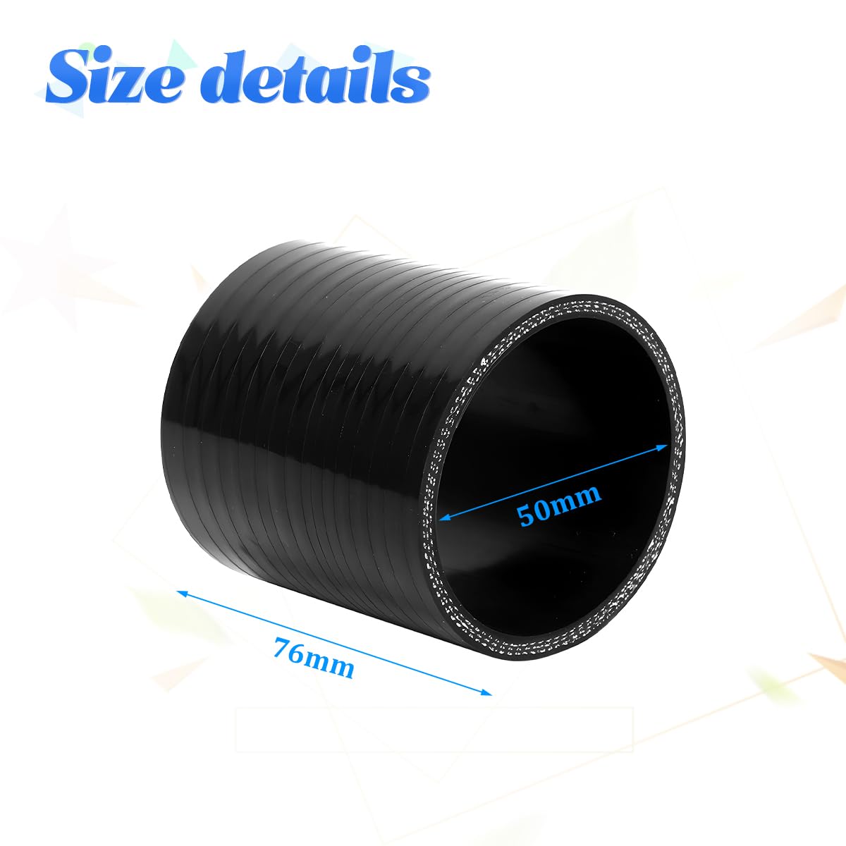 Tuyau Silicone Renforcé CGEAMDY 75mm - Raccord Droit Turbo Voiture - 4 Plis - Résistance -40°à240°C