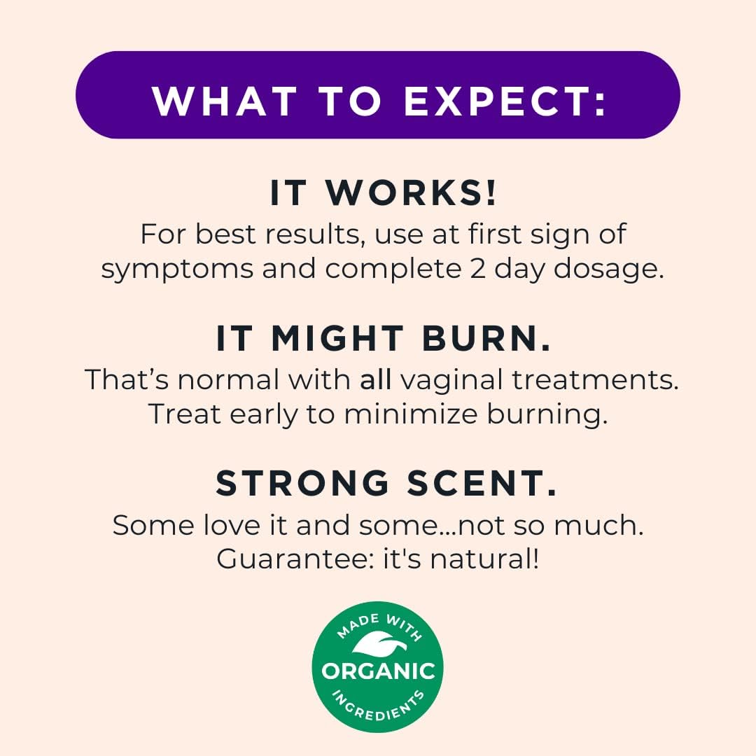 FemiClear for Bacterial Vaginosis (BV) Symptoms - Vaginal Ointment for Fishy Odor, Excess Discharge, Itching & Discomfort Due to Bacterial Vaginosis, All-Natural and Organic Ingredients, 2-Day Dose : Health & Household