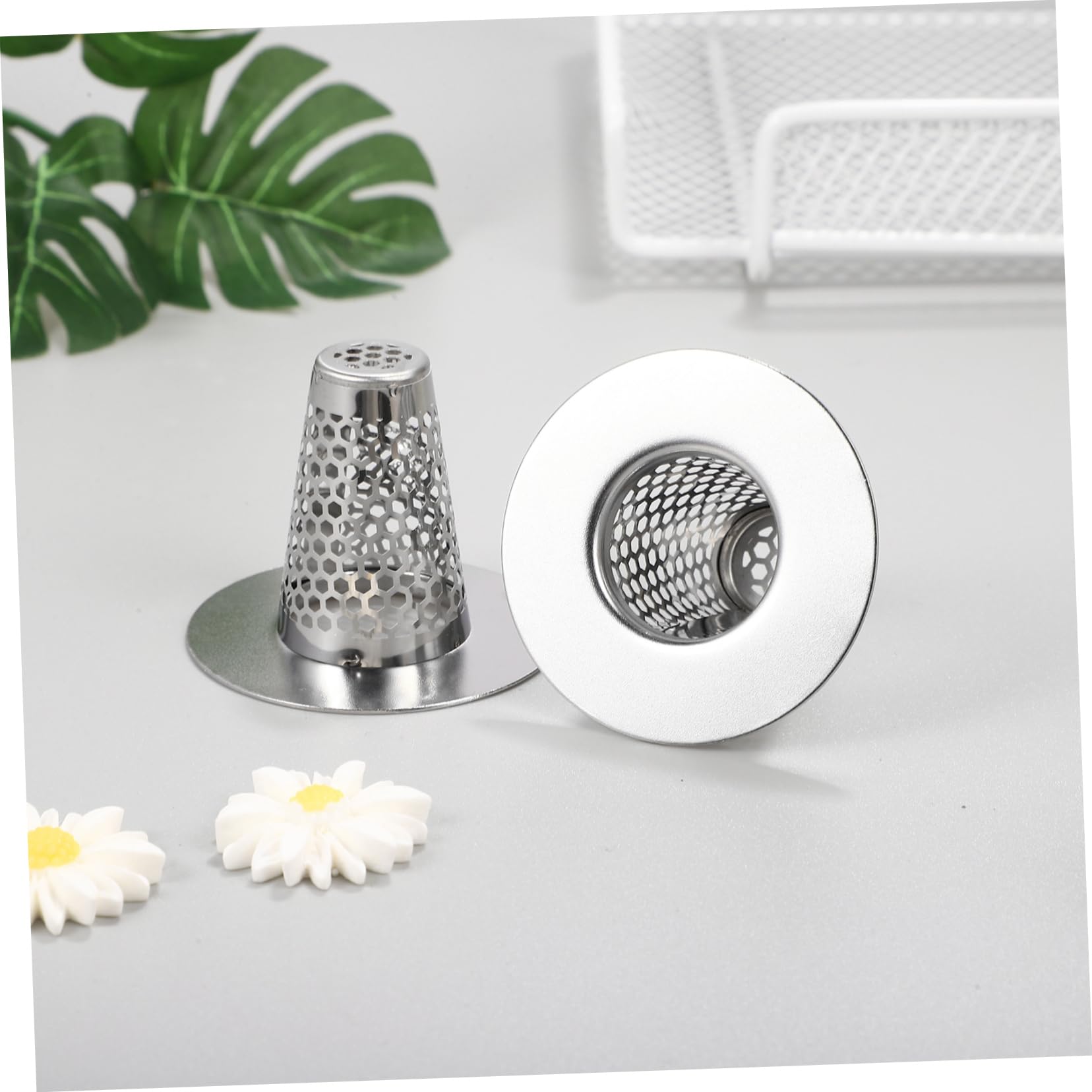 Lurrose 5 Series Filtro De Acero Inoxidable Recogedor De Pelo De Baño Cesta del Filtro del Colador del Fregadero Cabello Cuenca Escurridores Drenar Hundir Trampa Tapón Silver 6 Piezas X 5