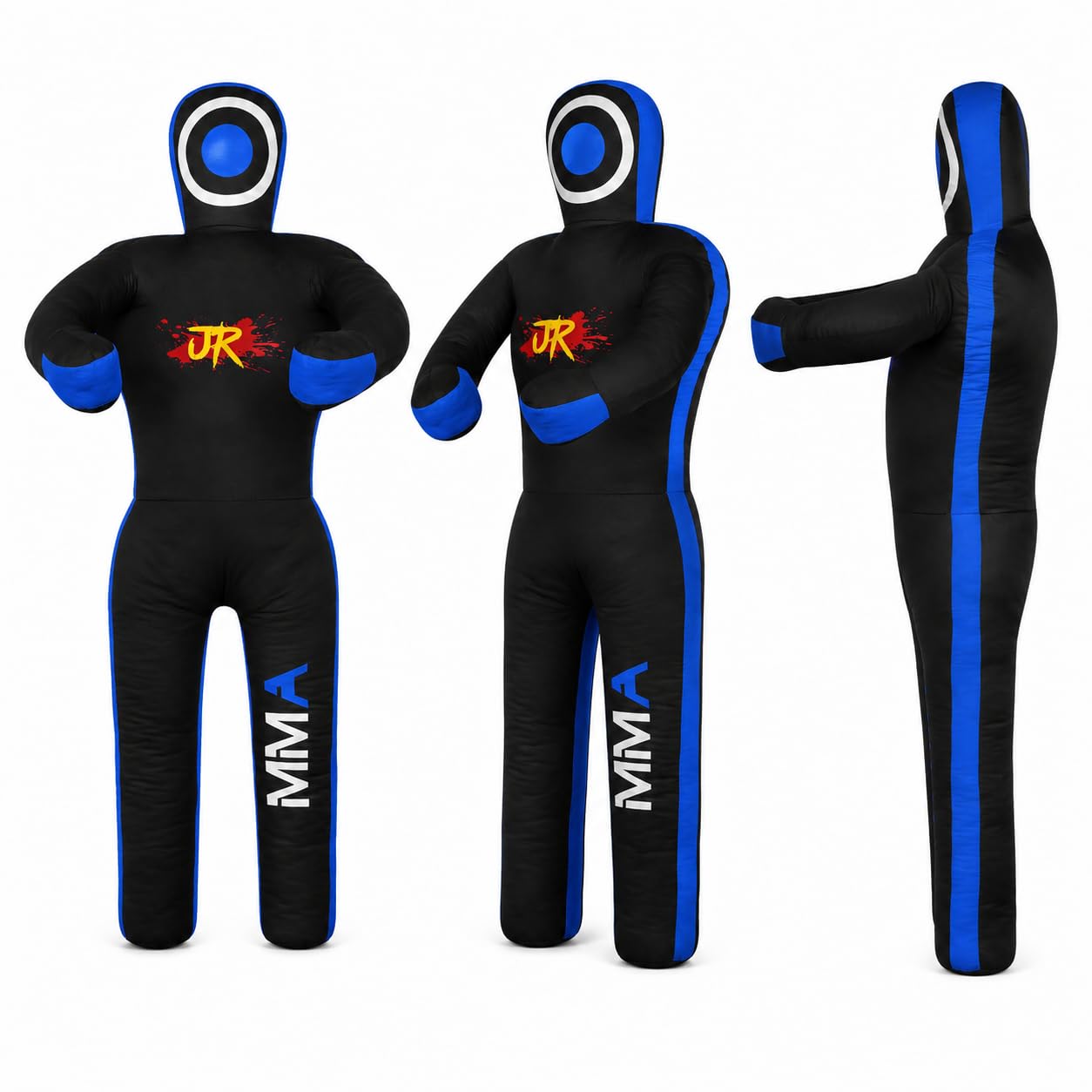 MMA Practice Dummy (Standing Position) for Boxing, Fighting, Throwing, Grappling, Karate, jiu-Jitsu, Wrestling Training - UNFILLED (Black Blue, 47" (Inches))