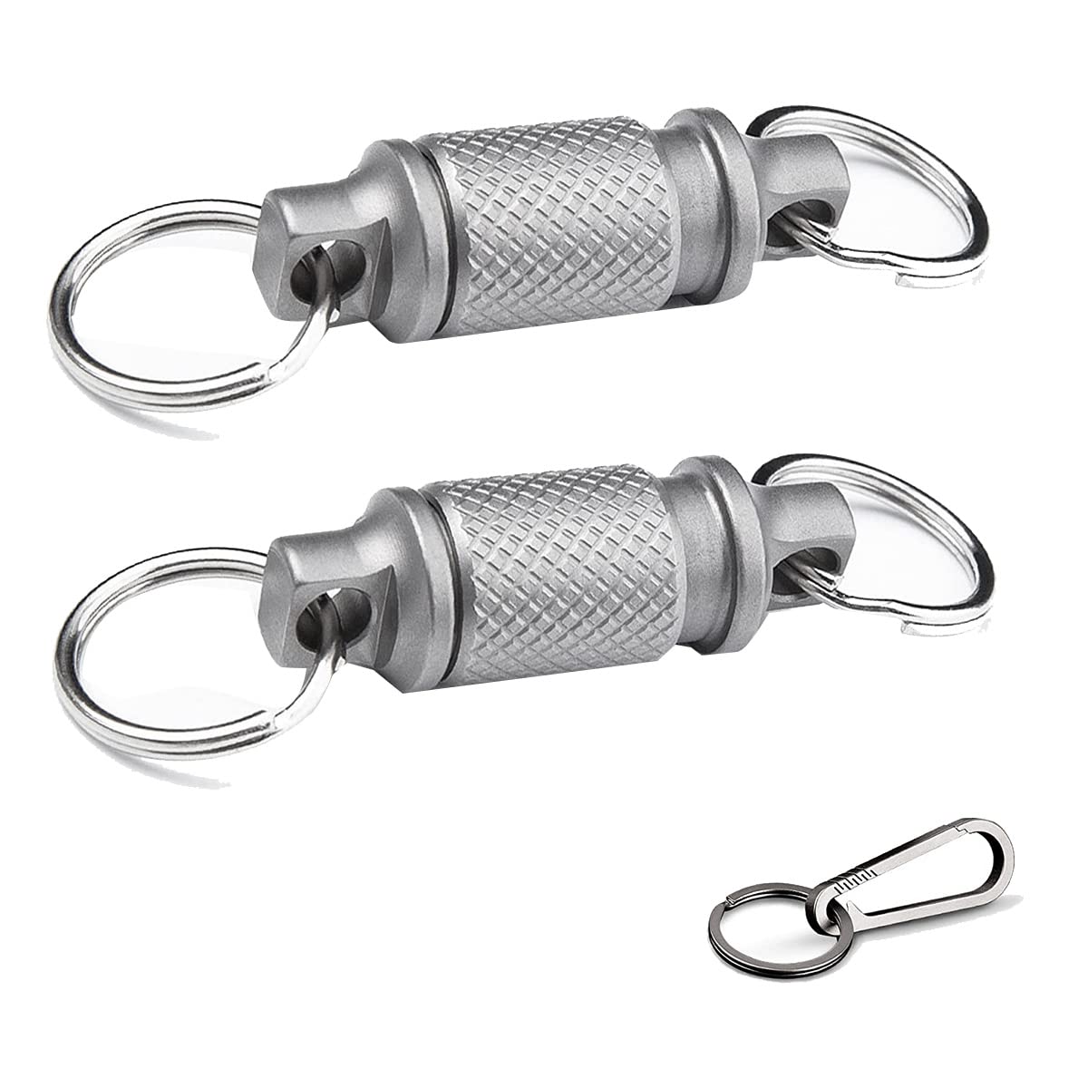 Littimoon Quick Release Keychain Set Mini Universal Swivel Ring with Titanium Carabiner and Keyrings - Advanced Titanium Swivel Clip 360-Degree Rotation