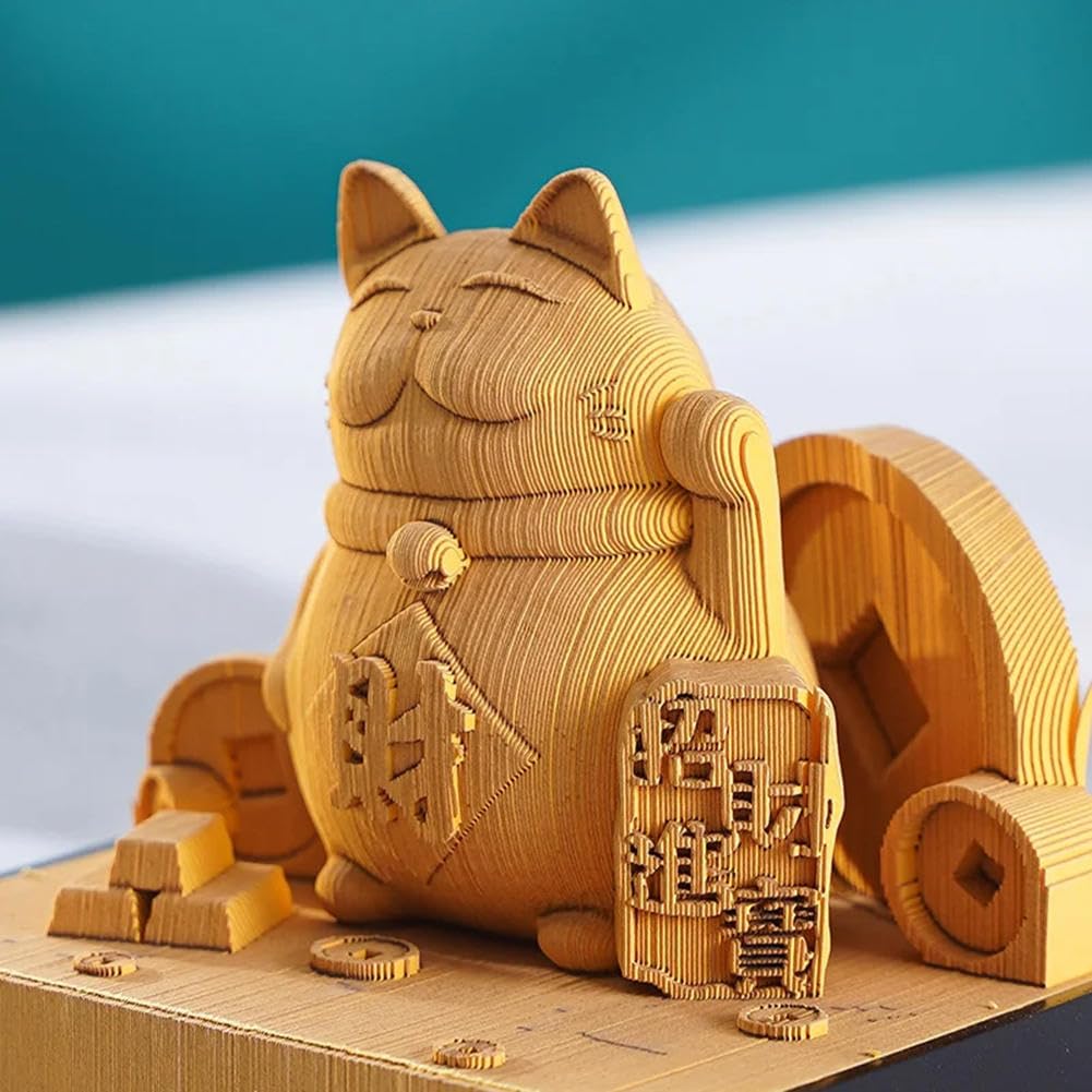 Notatnik 3D, papierowa rzeźba 3D, kreatywny papier rzeźba rękodzieło prezent, szczęśliwy kot model papierowa rzeźba karteczki samoprzylepne, prezenty dla przyjaciół, kolegów z klasy